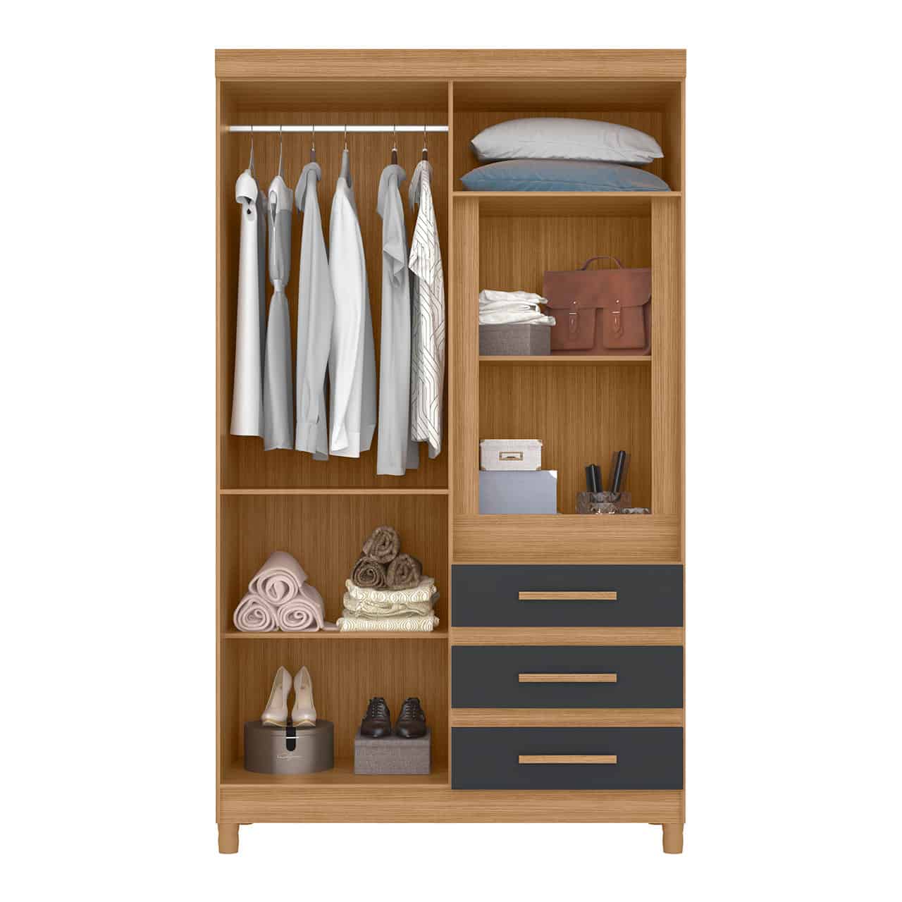 6 Door Wardrobe – Fusion Nature/Titanium - Image 3