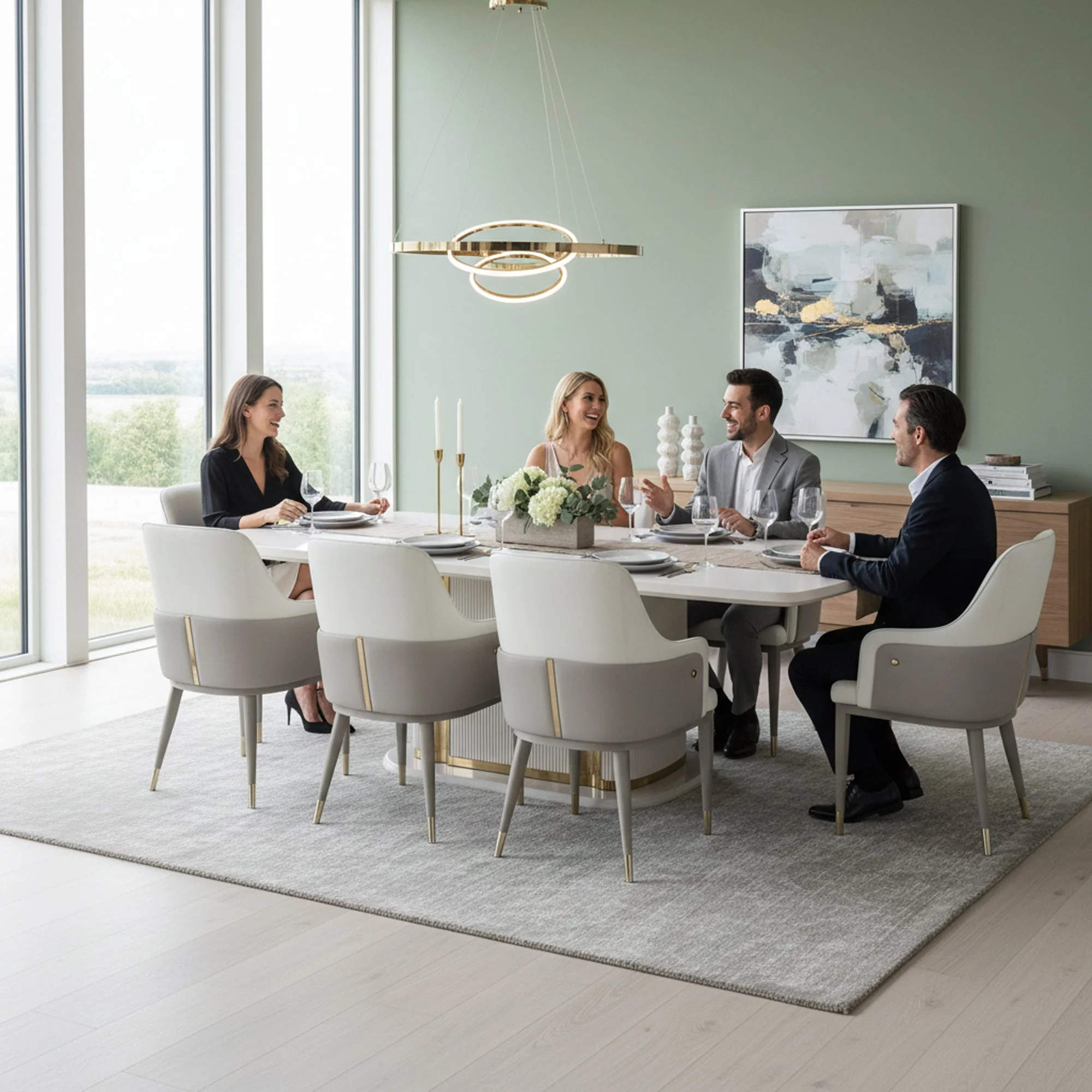 Aura 9 Piece Dining Room Set Grey - Image 3