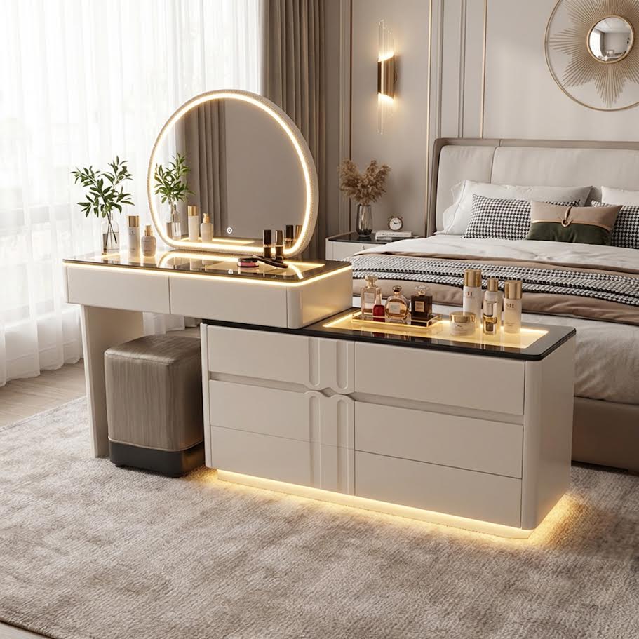 Adjustable LED Dresser Round Mirror CA0725 - Image 2