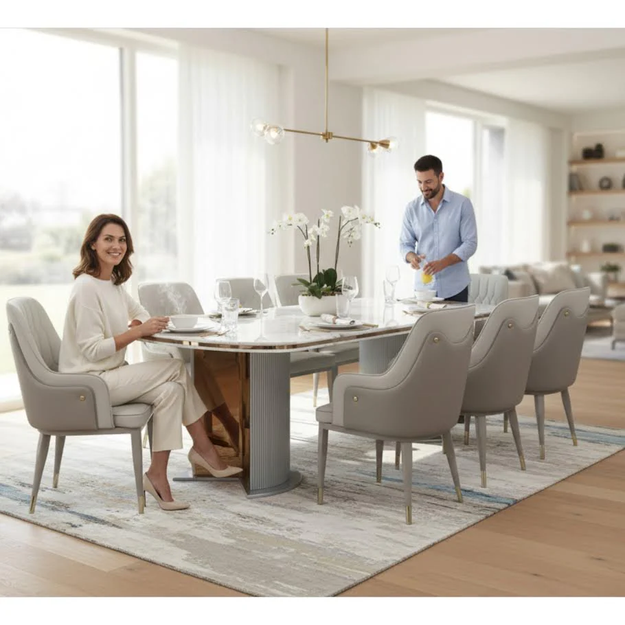 Aura 9 Piece Dining Room Suite Grey - Image 2
