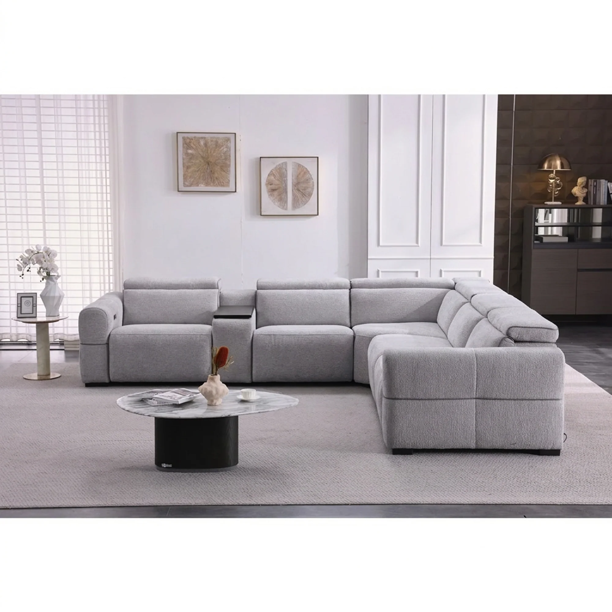 Barrie Dove 7Pc Corner Fabric Lounge Suite With Electric Recliners  80759 - Image 5