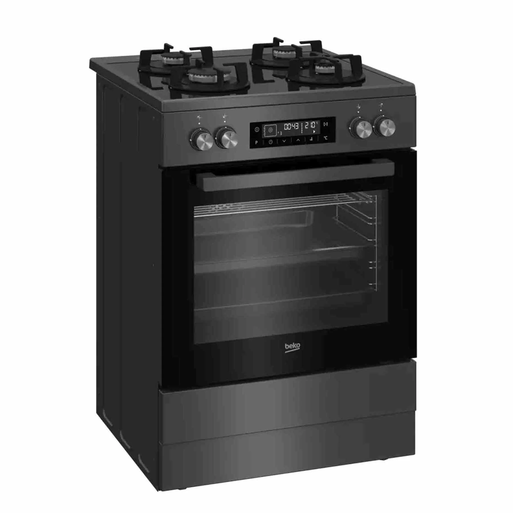 Beko 60cm Multifunction Gas on Glass Stove -Anthracite