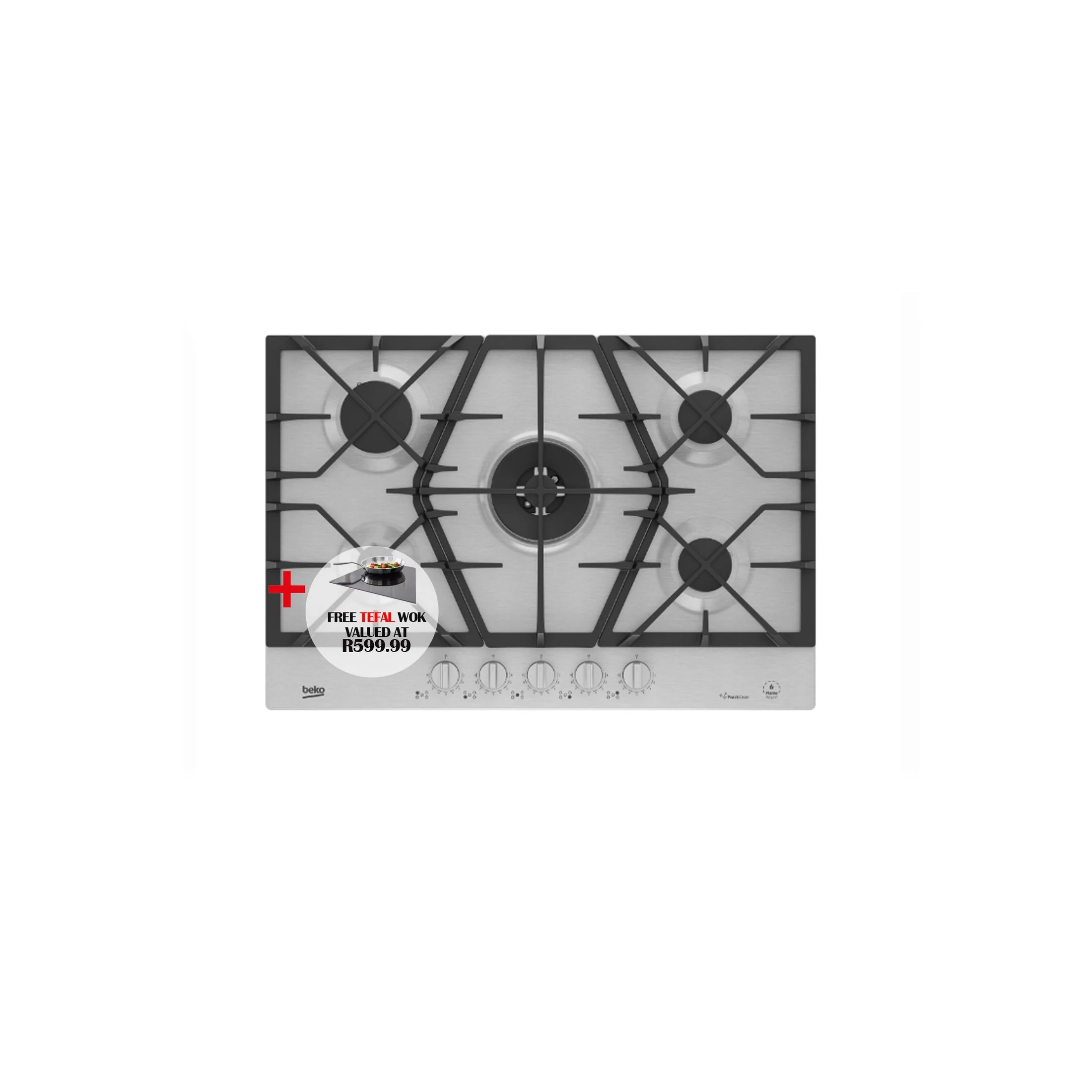 Beko 75cm Gas Hob Stainless Steel - Inox