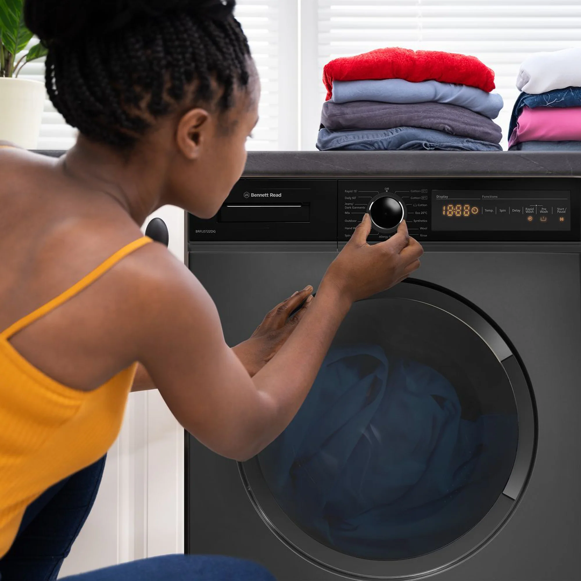 Bennett Read 7kg Eco-Touch Front Loader Washing Machine - Dark Grey - Image 3