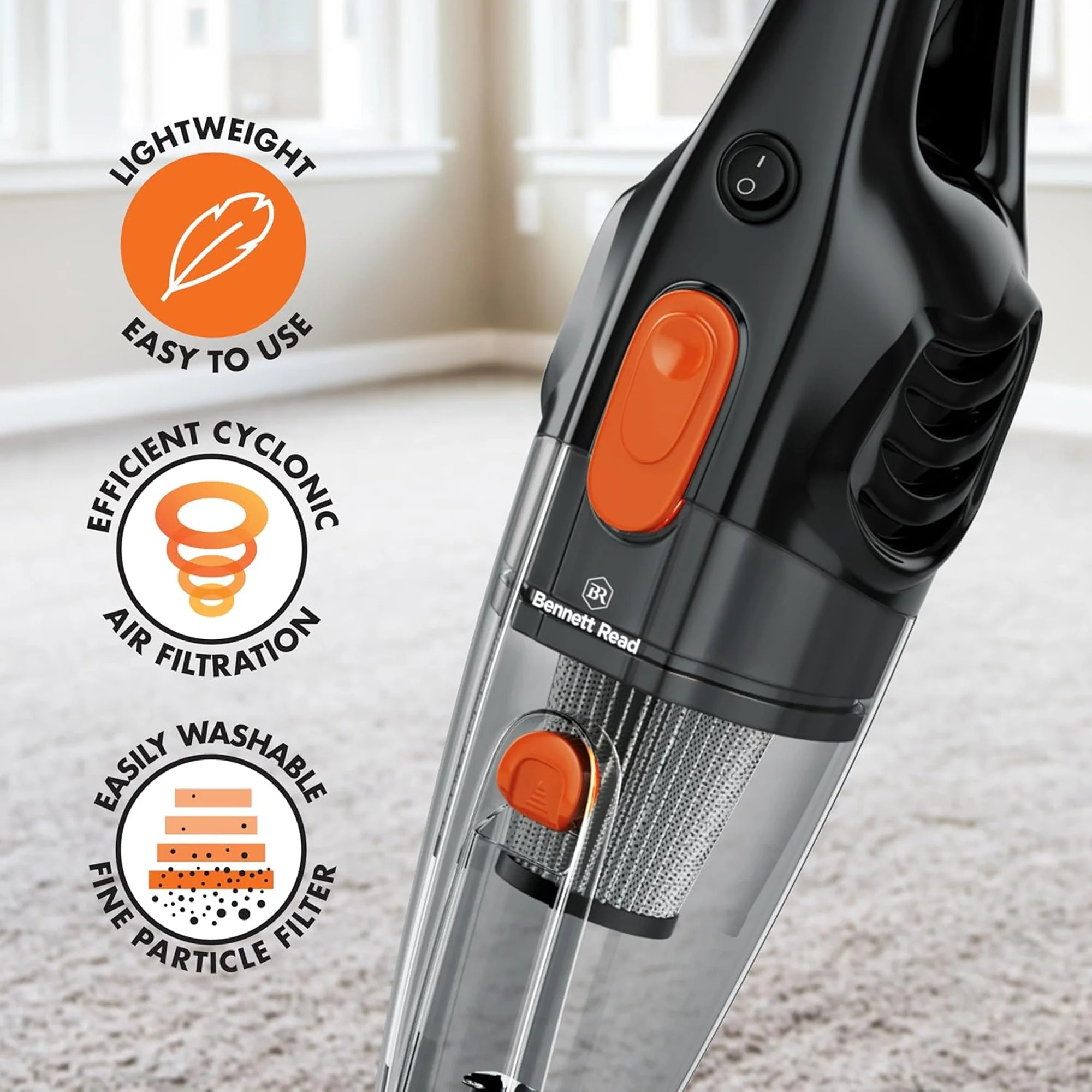 Bennett Read Aerovac 2-in-1 High Power Lightweight Vacuum Black & Orange - Image 5