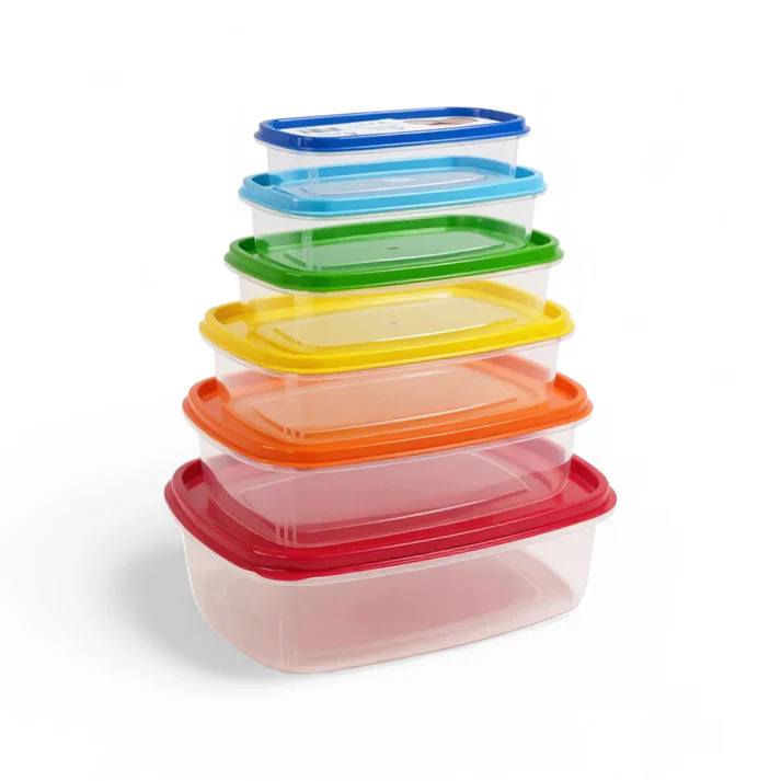 CH 6 Piece Rainbow Rectangular Container Set Clear - Image 3
