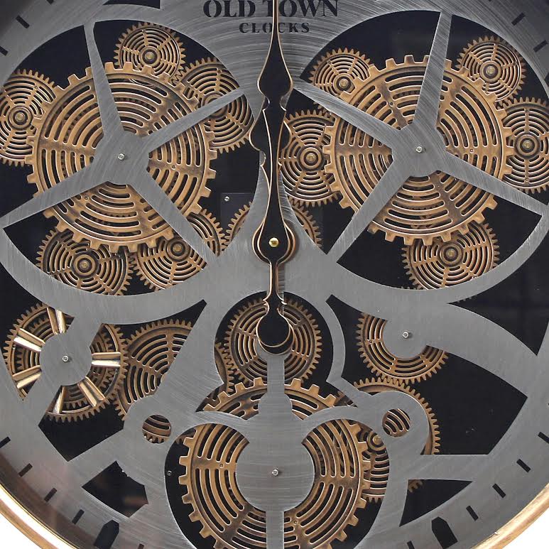 Classic Old Town Design 60cm Decorative Gear Clock Gold - Image 3
