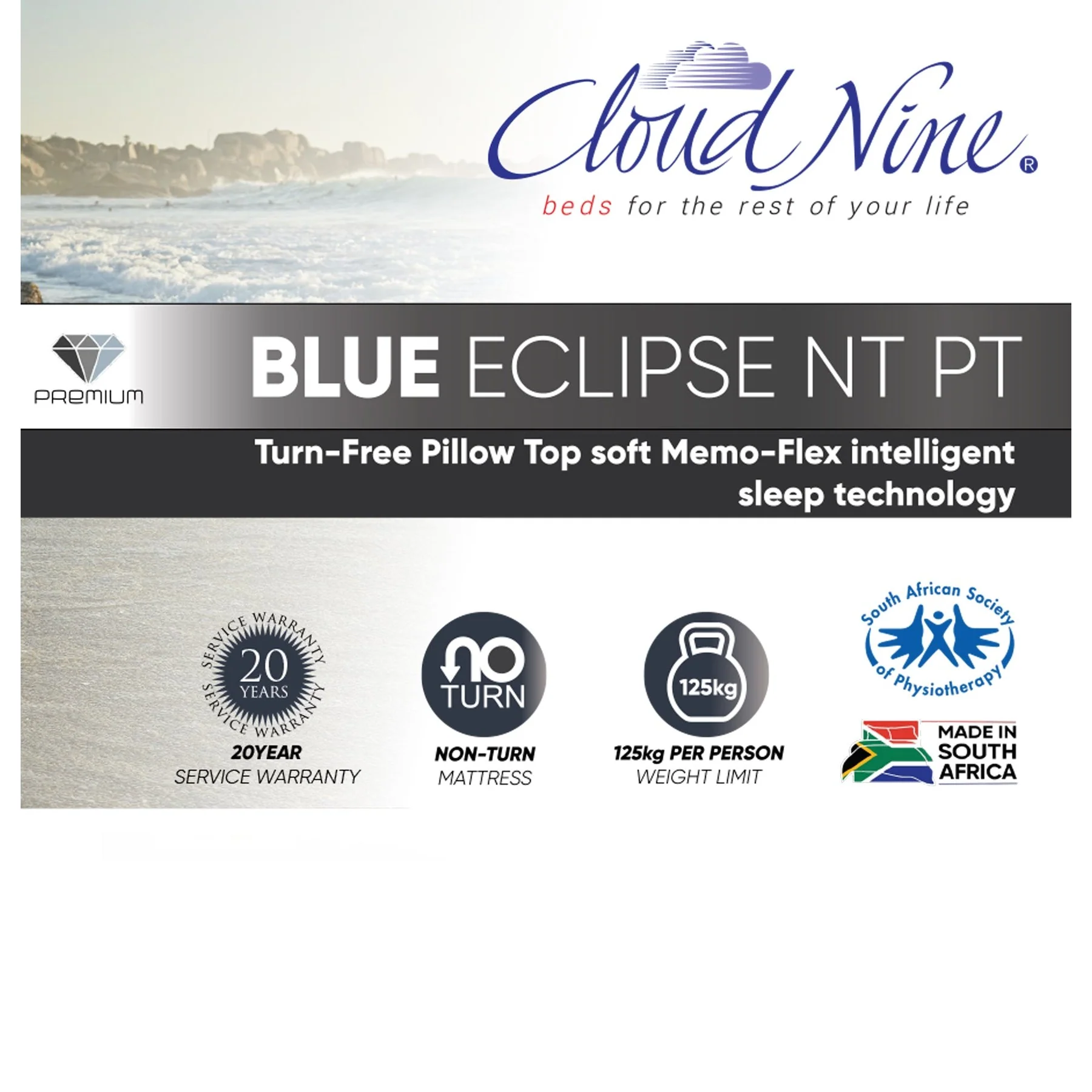 Cloud Nine Blue Eclipse NT PT 3/4 Bed - Image 2