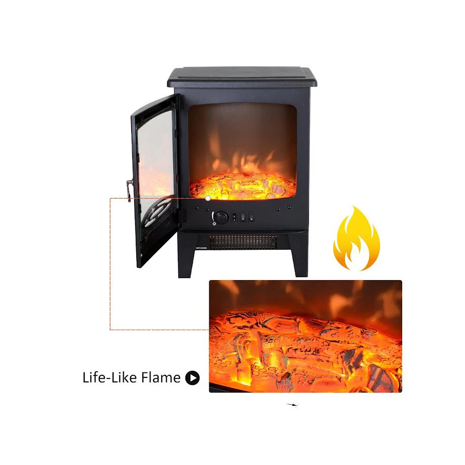 Condere 1800W Electric Fireplace Heater - Black - Image 3