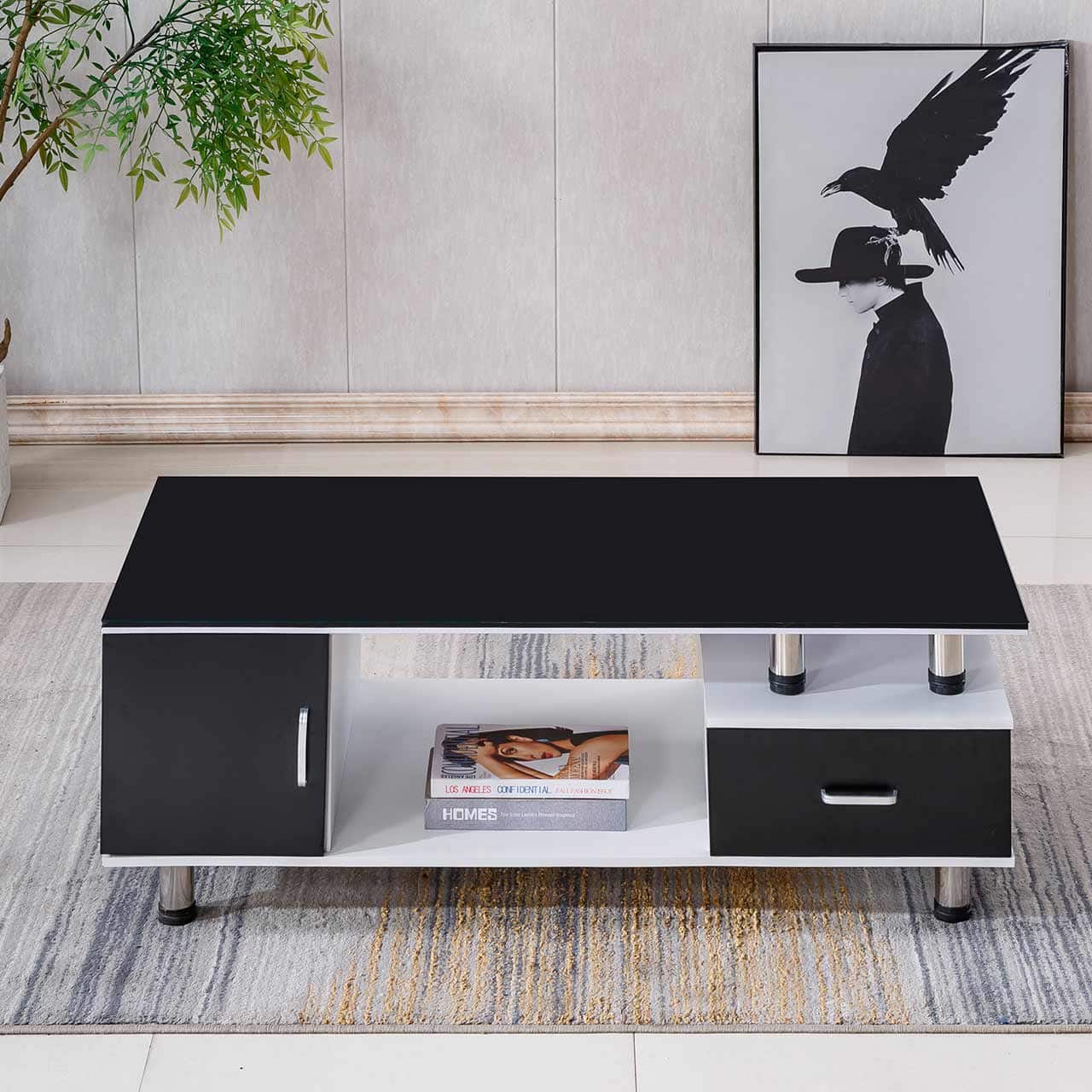Contempory Coffee Table – White + Black CT218 - Image 2