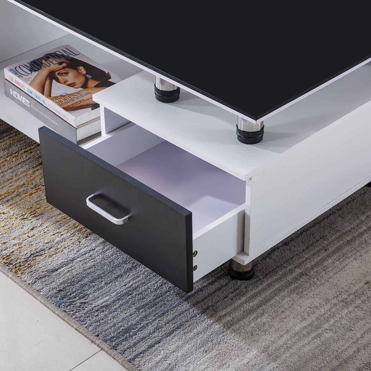 Contempory Coffee Table – White + Black CT218 - Image 4