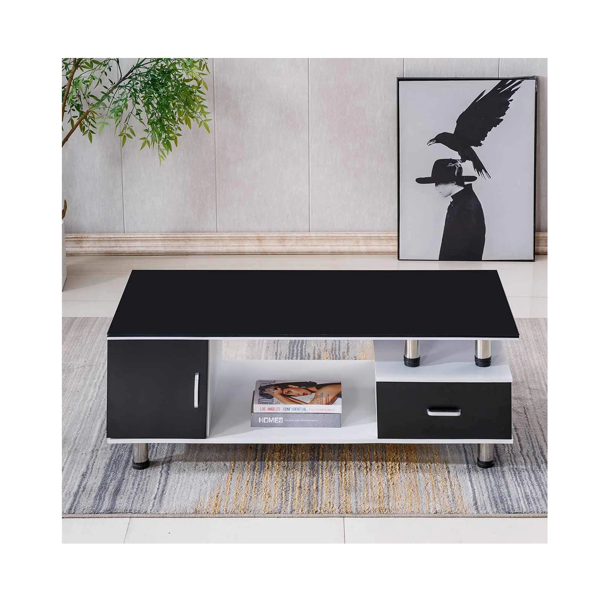 Contempory Coffee Table – White + Black CT218 - Image 5