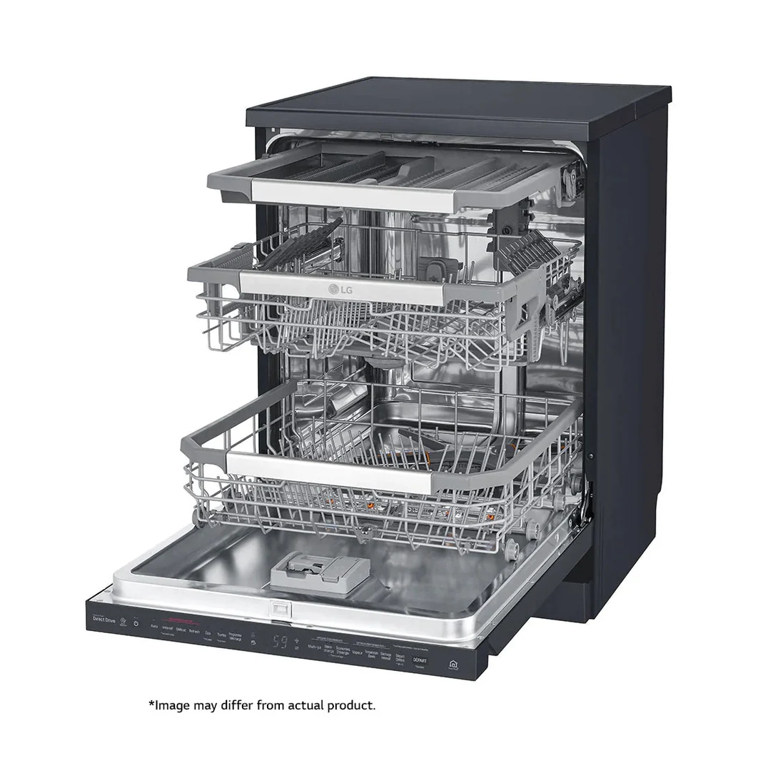 LG 14 Plate Matte Black QuadWash Steam Dishwasher - Black - Image 3