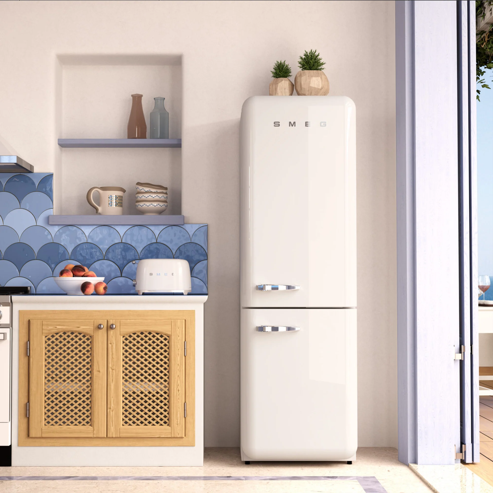 Smeg Retro Combination Fridge 60CM - Cream - Image 4