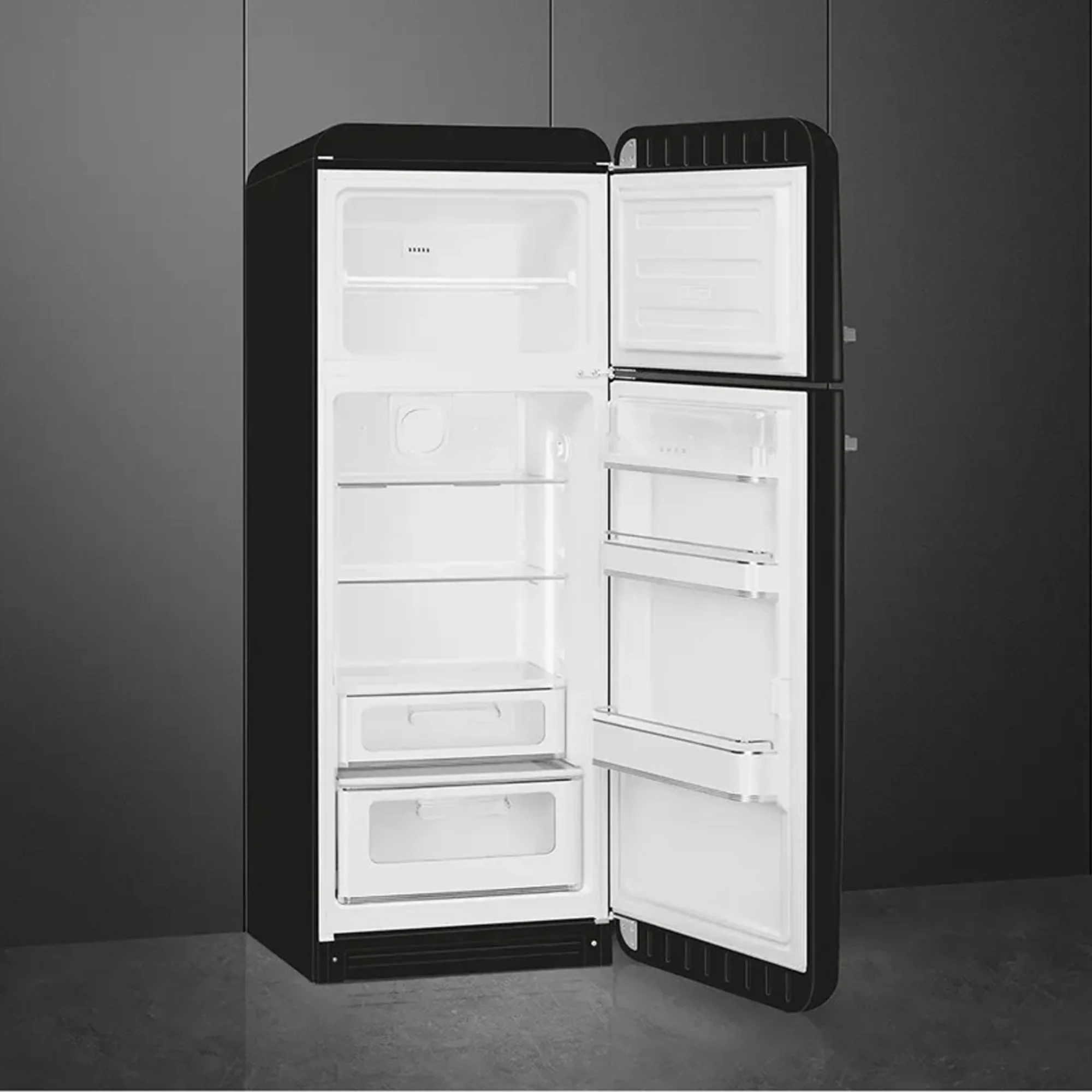 Smeg Retro Combination Fridge 60CM - Glossy Black - Image 2