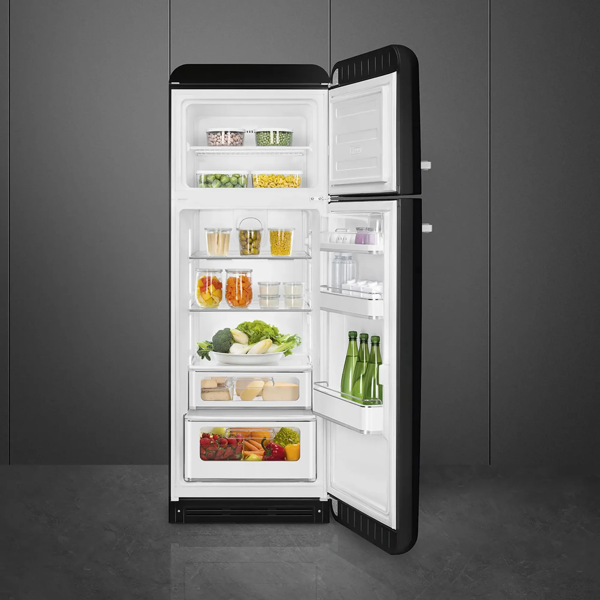 Smeg Retro Combination Fridge 60CM - Glossy Black - Image 4