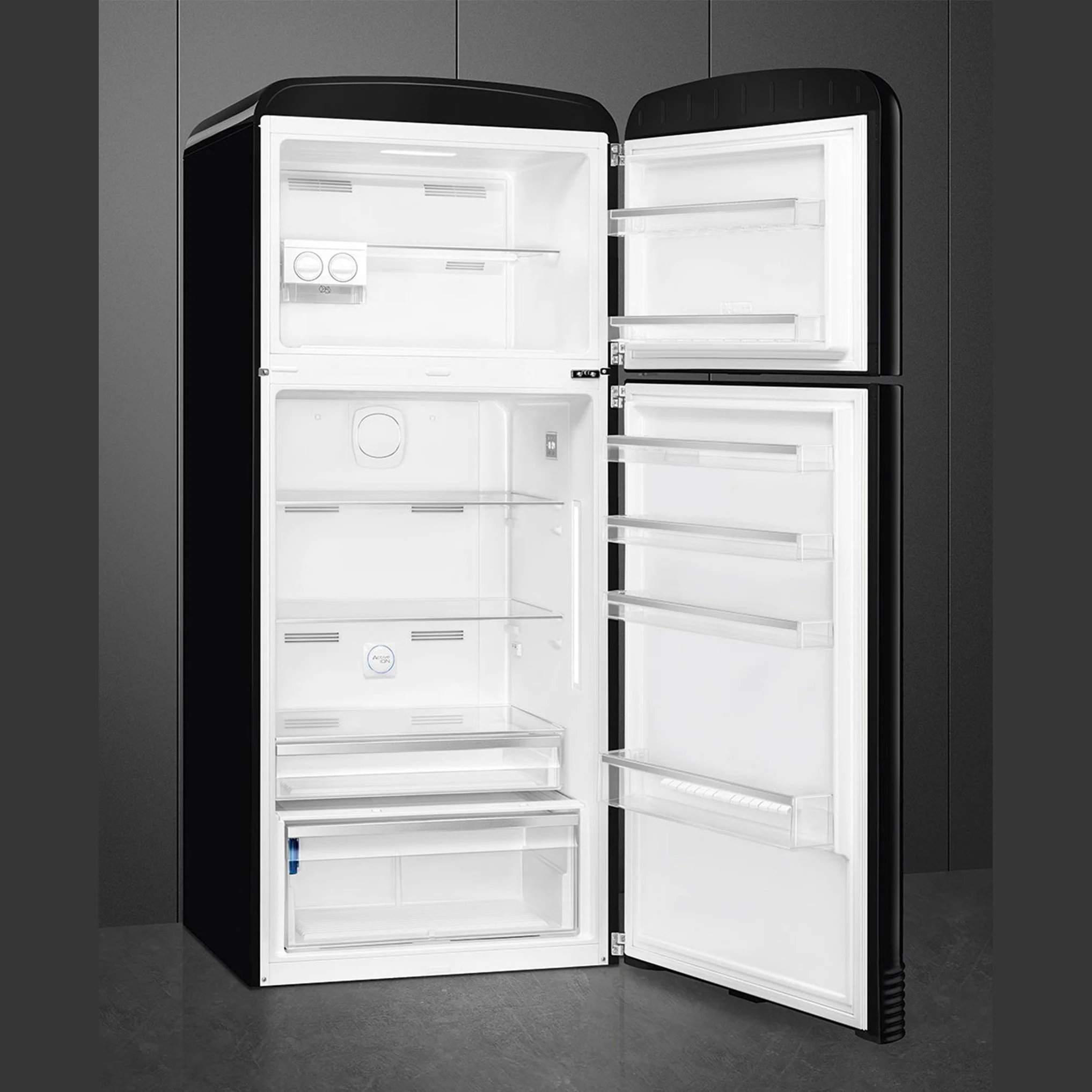 Smeg Retro Extra Volume Combination Fridge - Glossy Black - Image 3
