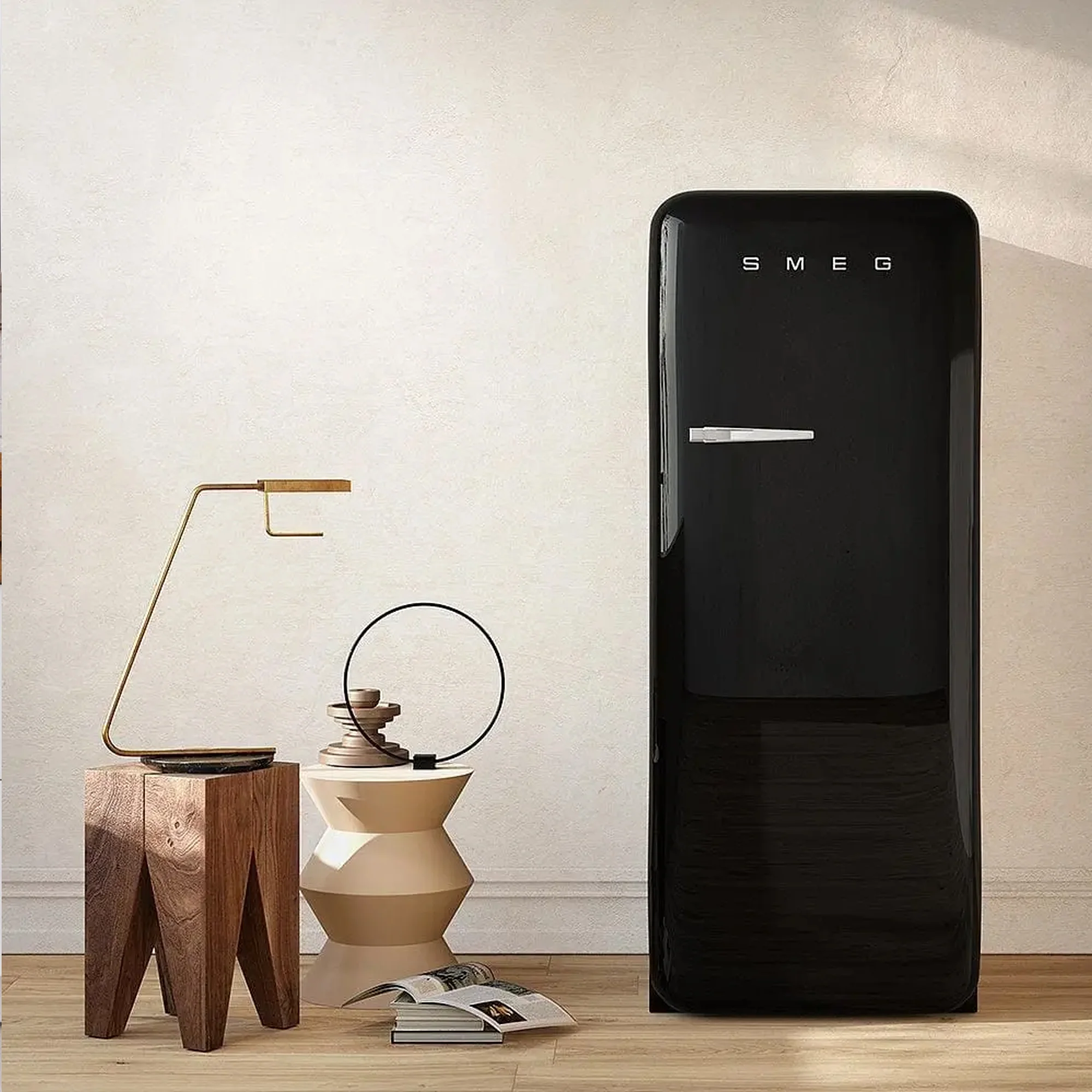 Smeg Retro Refrigerator - Glossy Black - Image 5