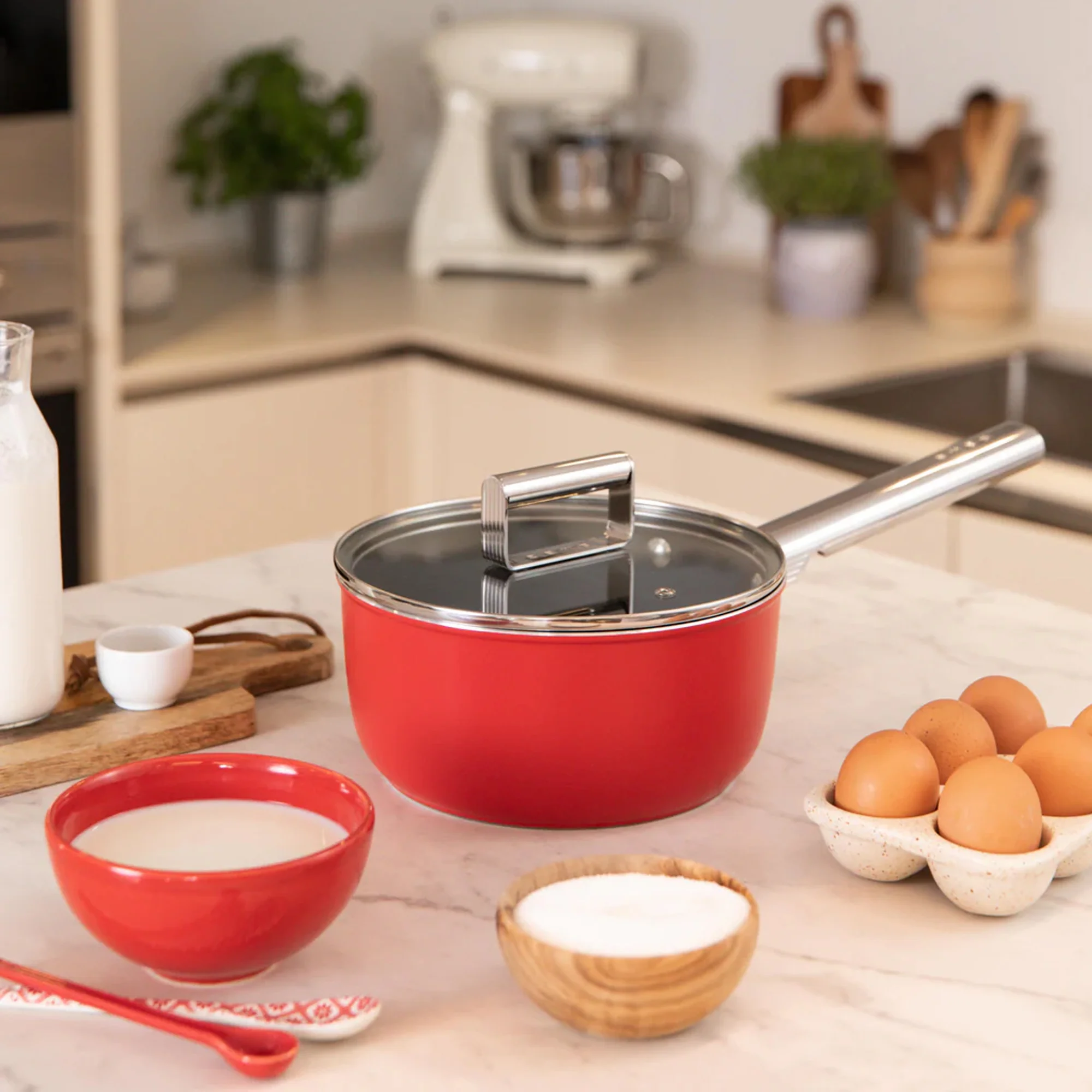 Smeg Sauce Pan 20CM - Red - Image 5