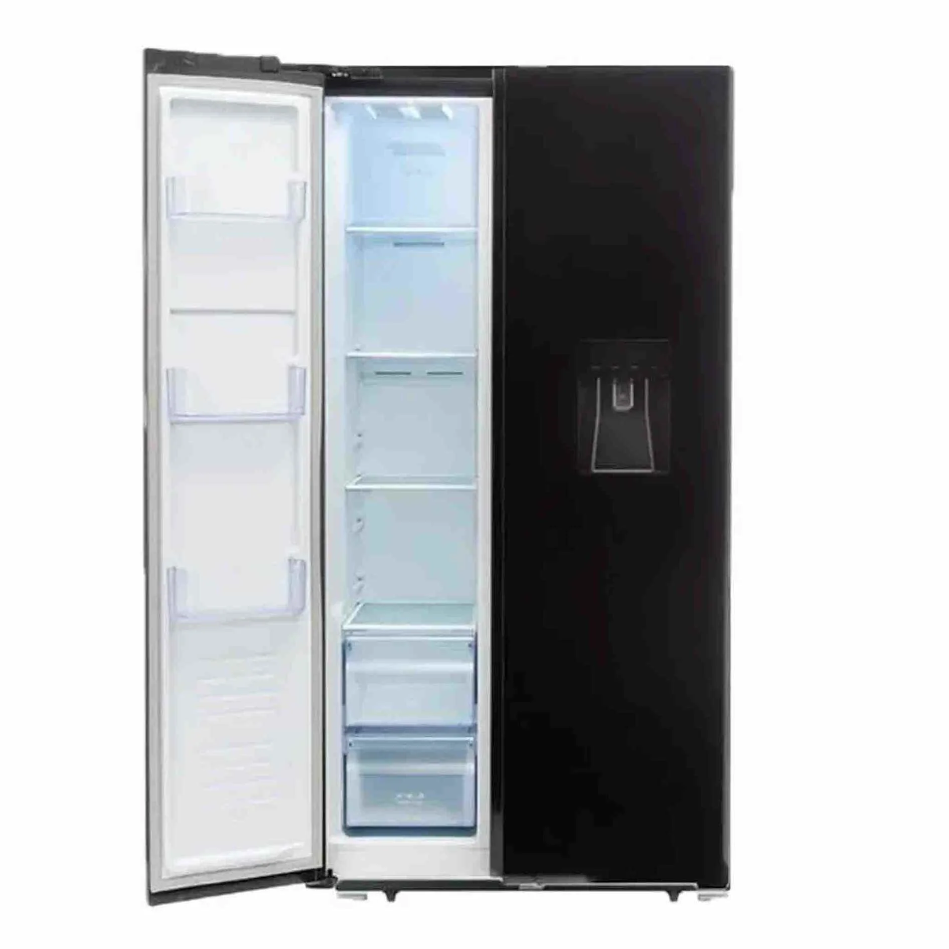 Defy 496Lt Black Glass Side by Side WD Fridge - Black - Image 2