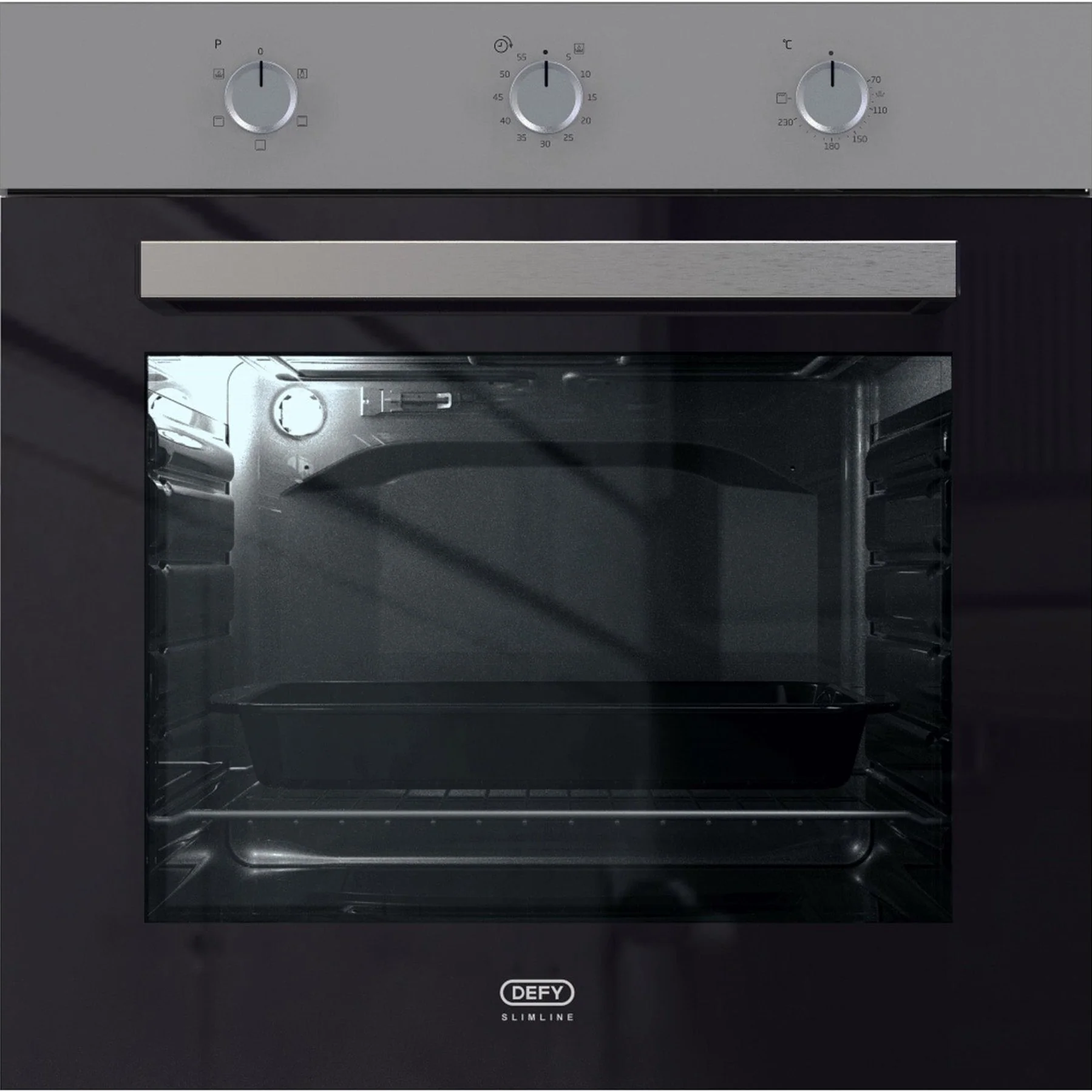 Defy Slimline Oven 600 Metallic Eye Level - Black