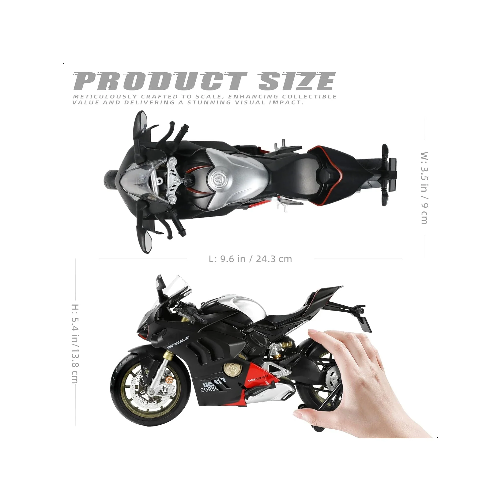 Die-Cast Motorcycle Model Black - Image 3
