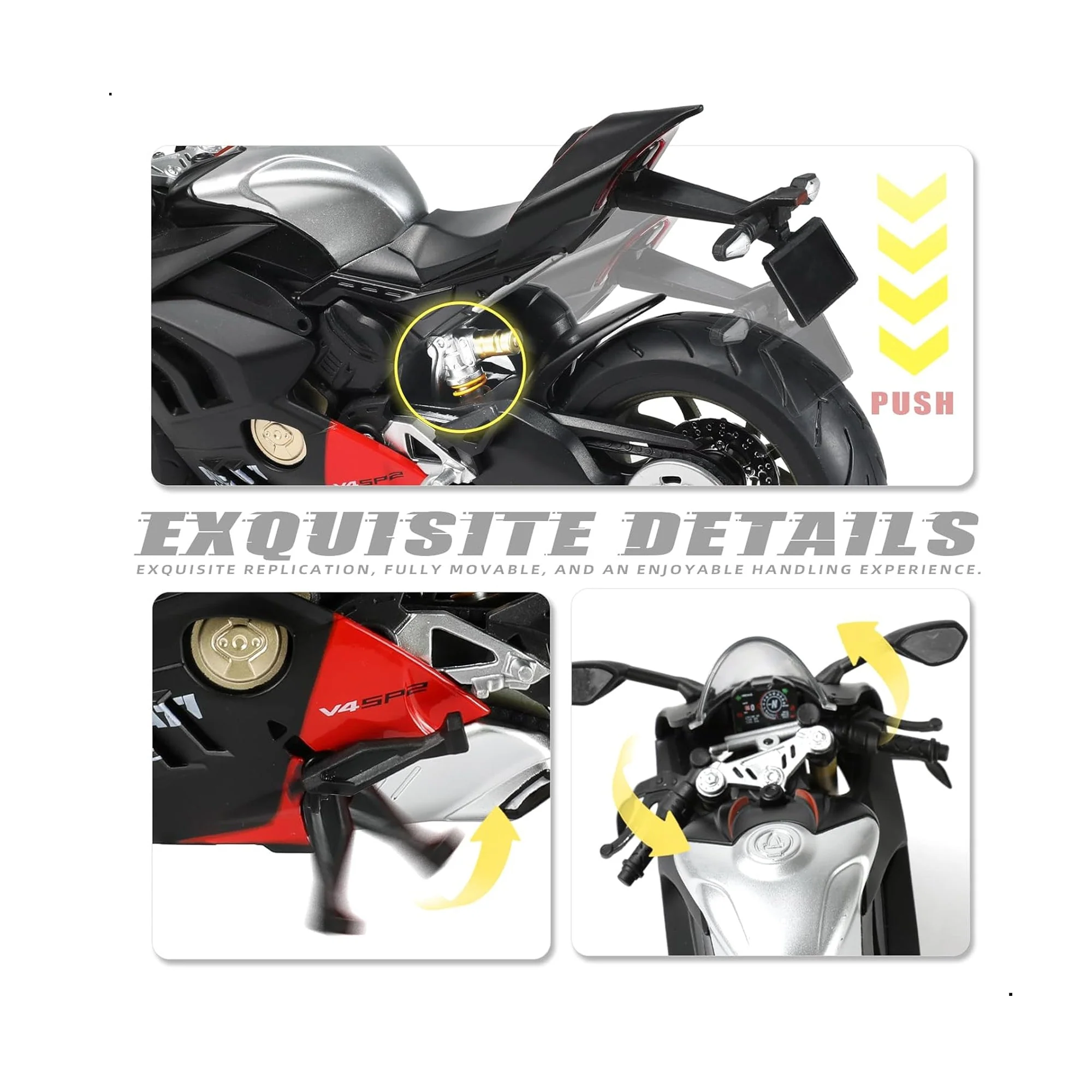 Die-Cast Motorcycle Model Black - Image 4
