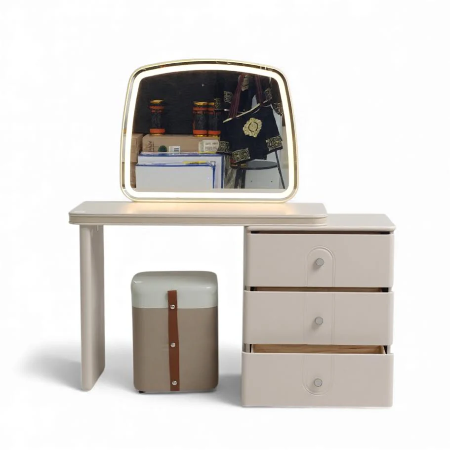 Dresser Table Cream LED Mirror With Stool  8522 - Image 3