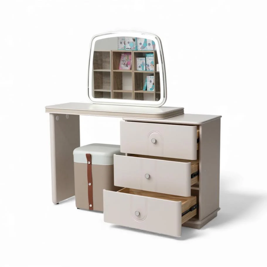 Dresser Table Cream LED Mirror With Stool  8522 - Image 4