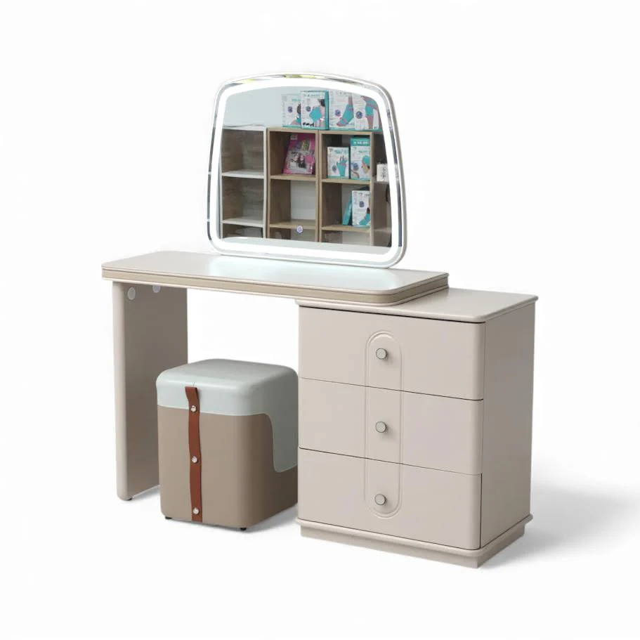 Dresser Table Cream LED Mirror With Stool  8522 - Image 5