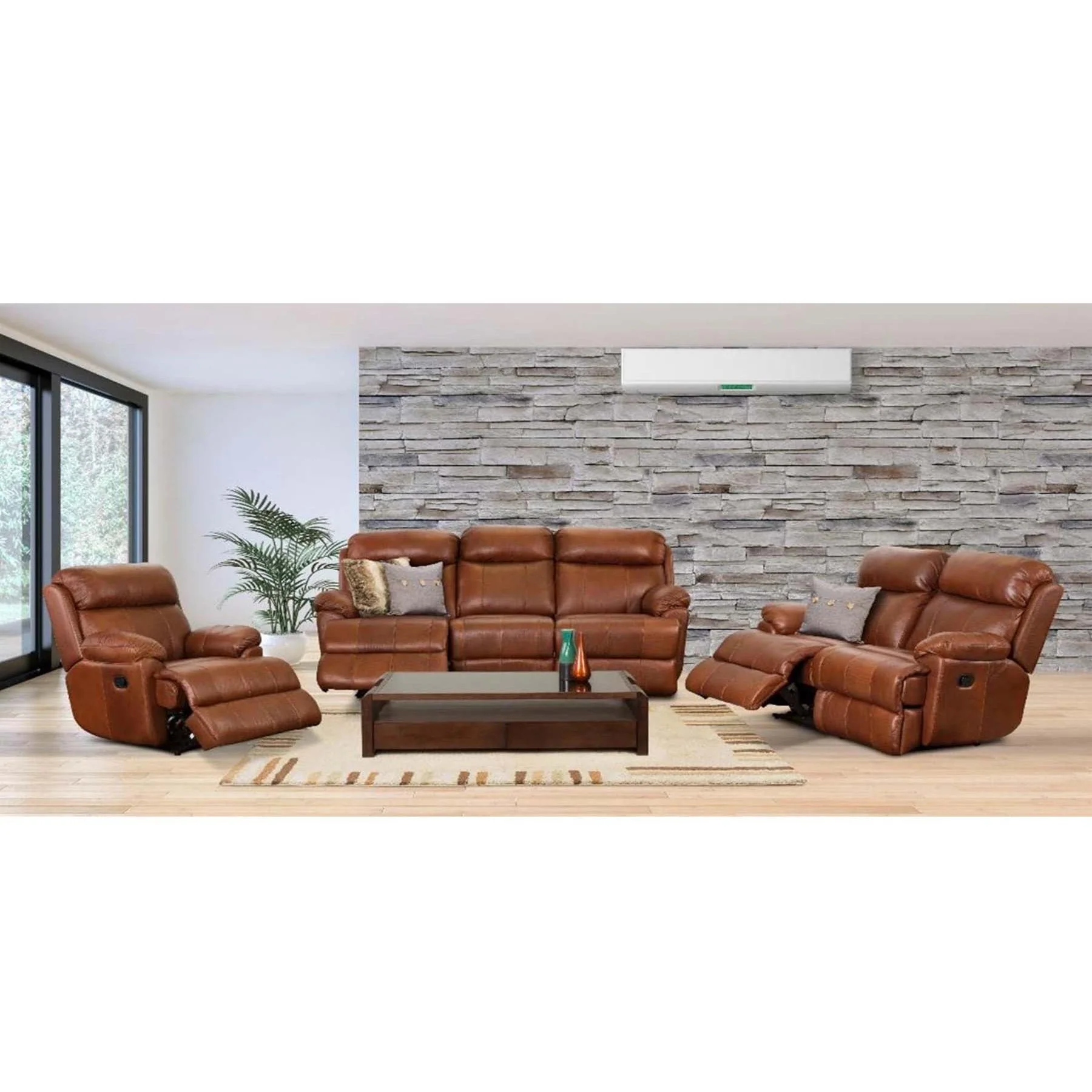Earthline Raphsody 3.2.1 Full Leather 5 Action Recliner - Image 2