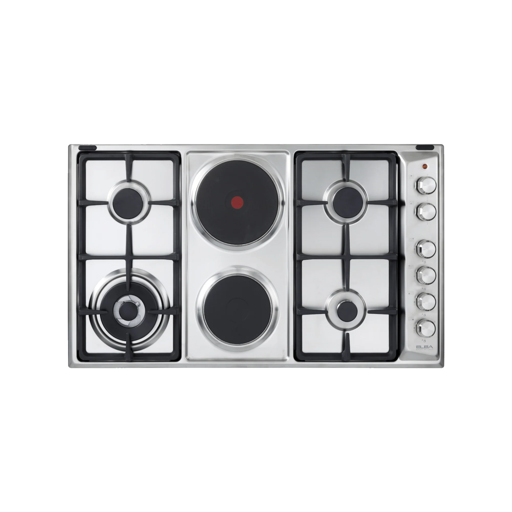 Elba Classic 90cm 4 Burner Gas Hob With 2 Electric Plates - Stainless Steel