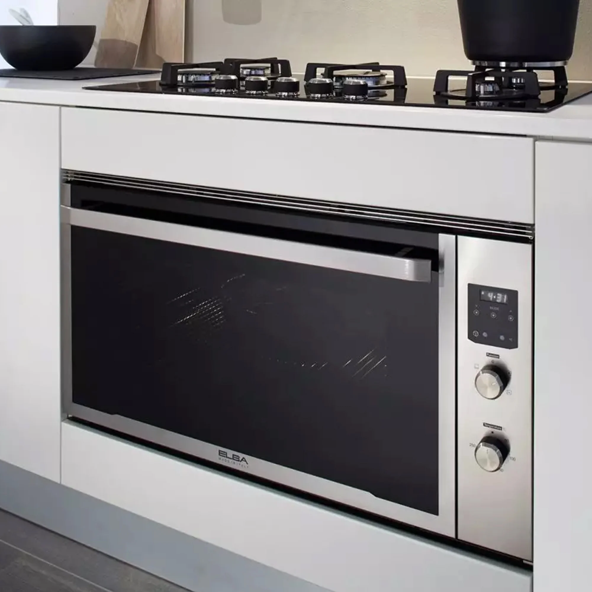ELBA ELIO 90CM GAS OVEN S/S WITH BLACK GLASS FINISH - 02/ELIO 900G - Image 2