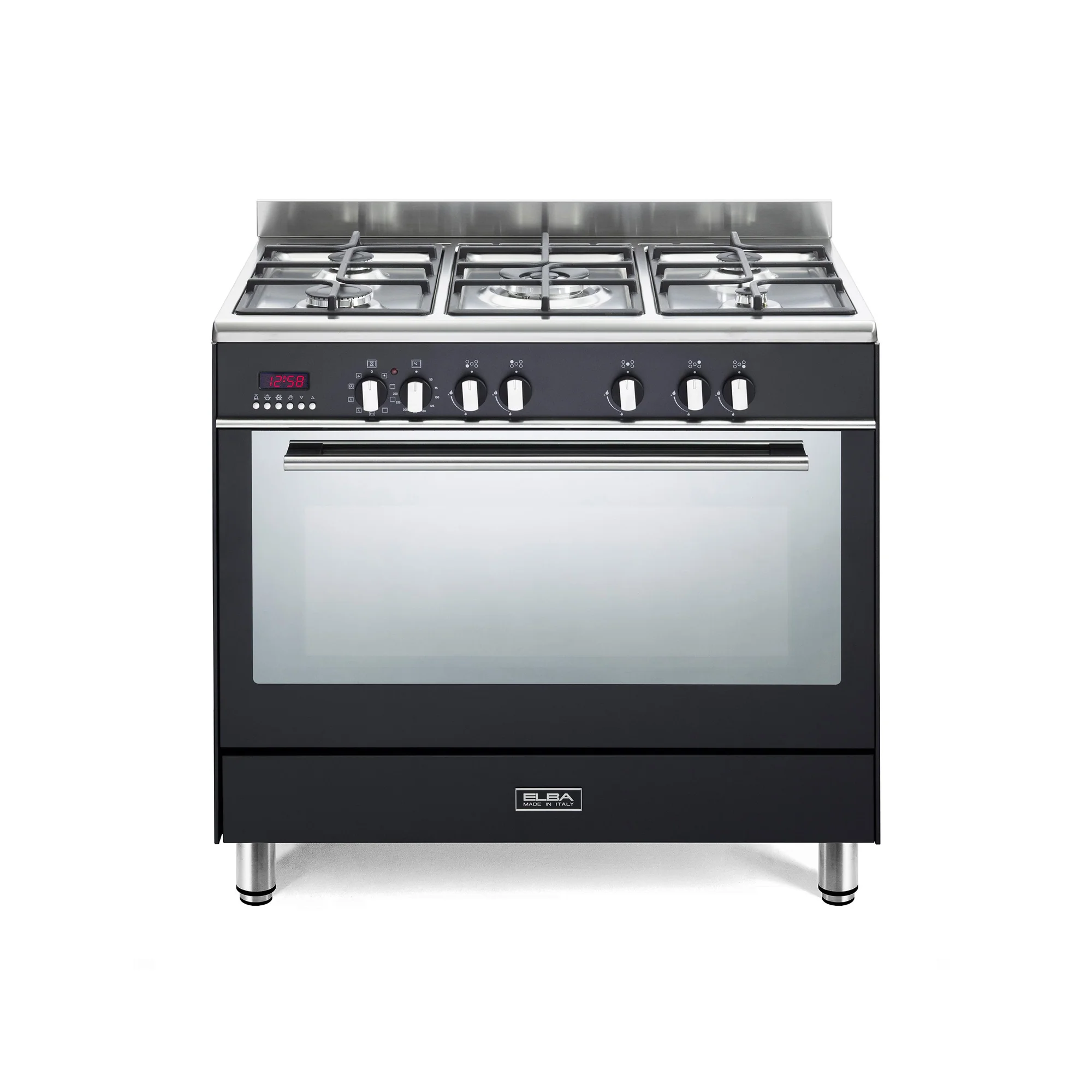 Elba Fusion 90cm 5 Burner Gas Cooker With Electric Oven - Black