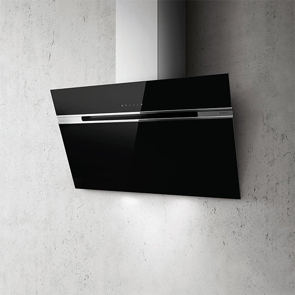 ELICA 90CM VERTICLE COOKER HOOD BLACK GLASS-  Black - Image 2