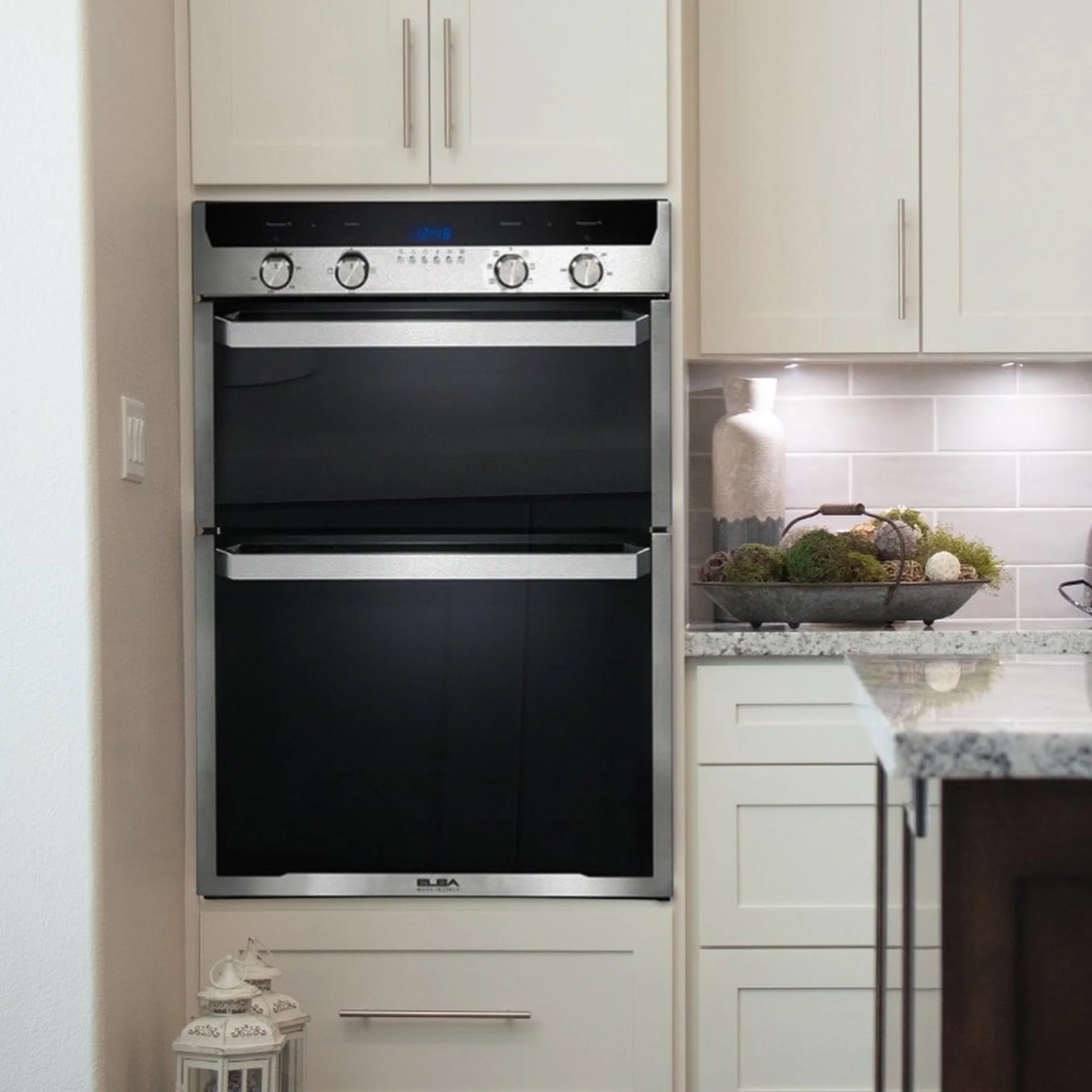 Elba Elio 60cm Multifunction Electric Double Oven - Silver & Black - Image 3