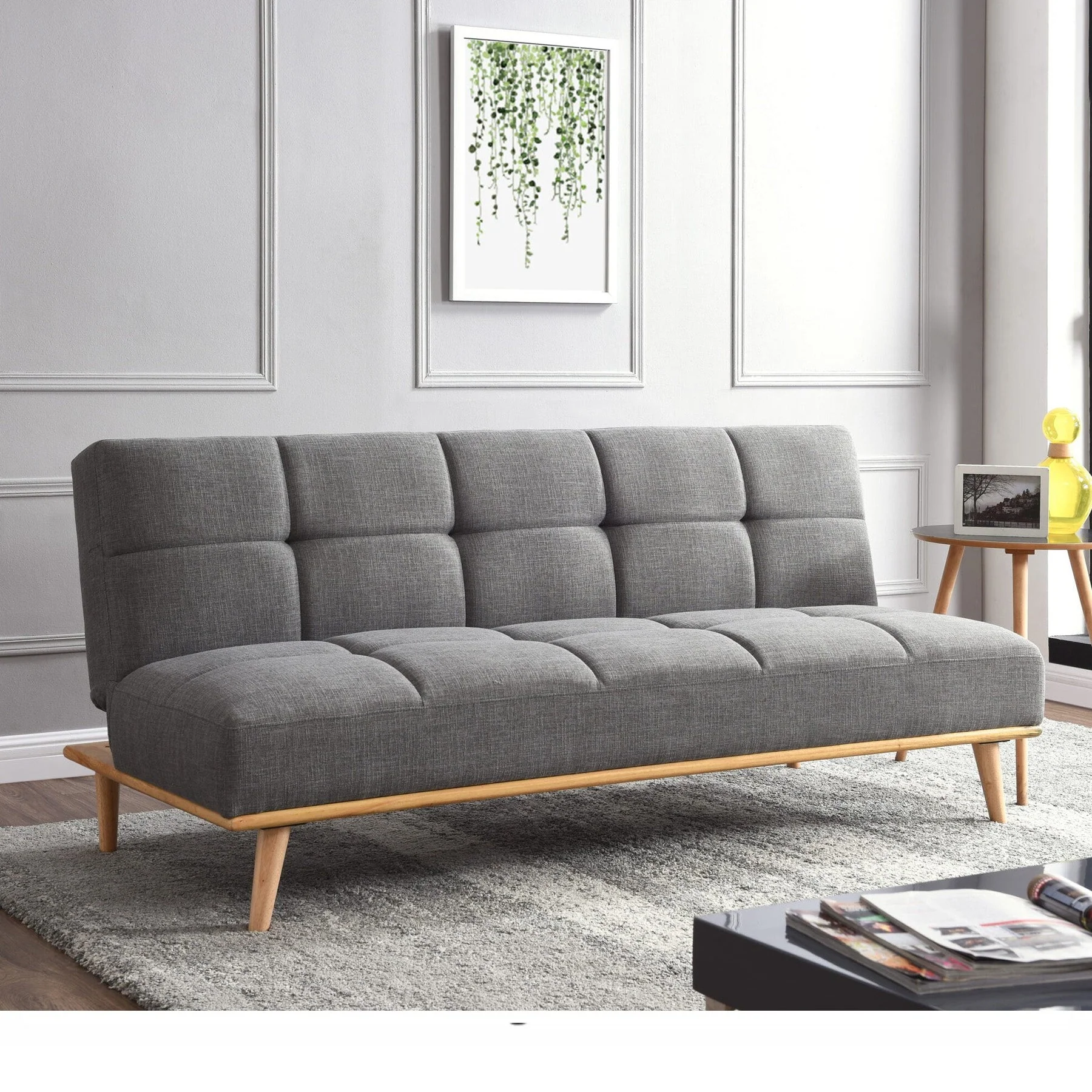 F310 3 Seater Sofa Bed With Button Back – Grey - Image 2