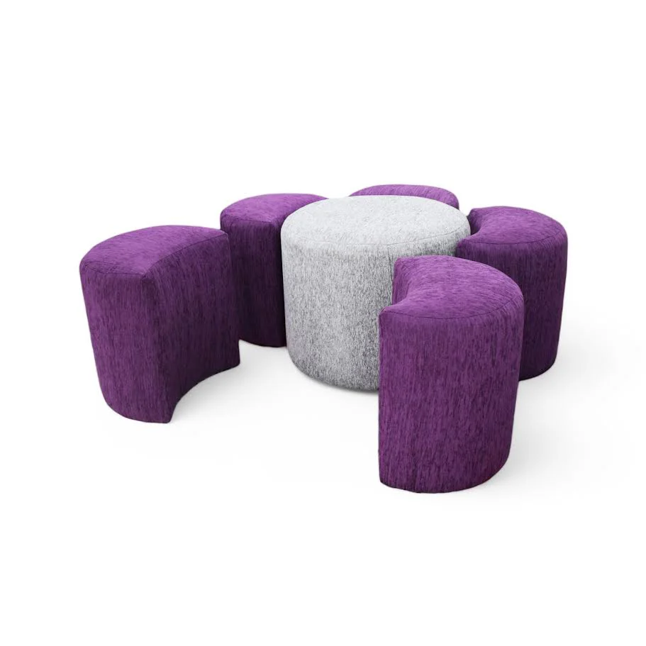 Flower Ottoman 6 Piece Purple - Image 3
