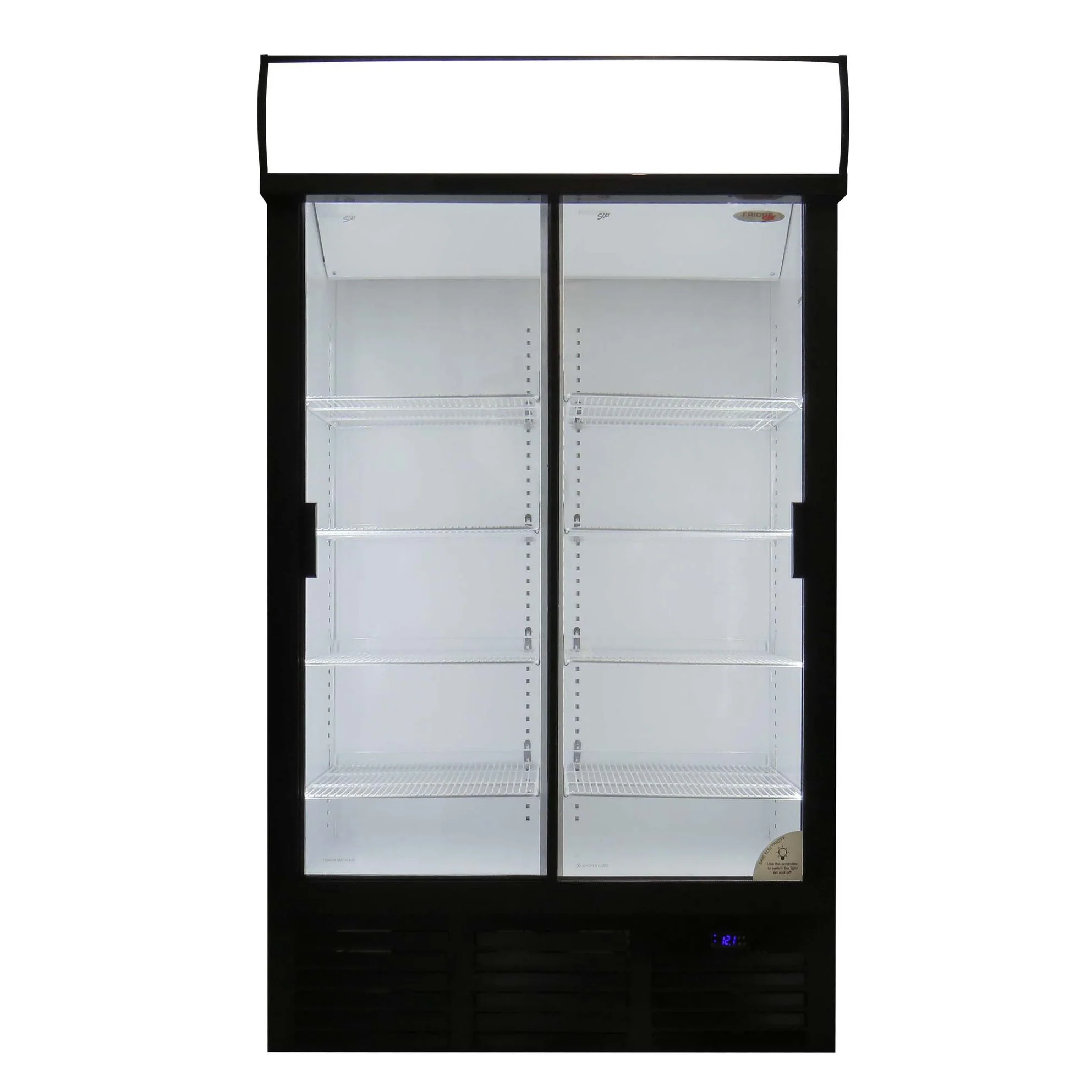 Fridge Star Sliding Double Door Beverage Cooler - Black & White - Image 2