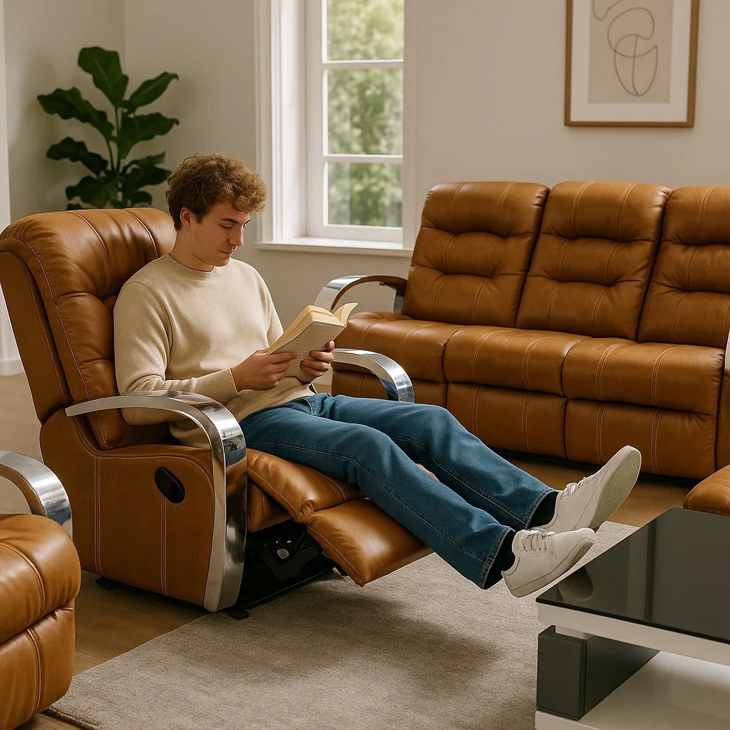 Gemini 3 Piece 5 Action Swivel Rocker Recliner Lounge Suite + Console - Image 2