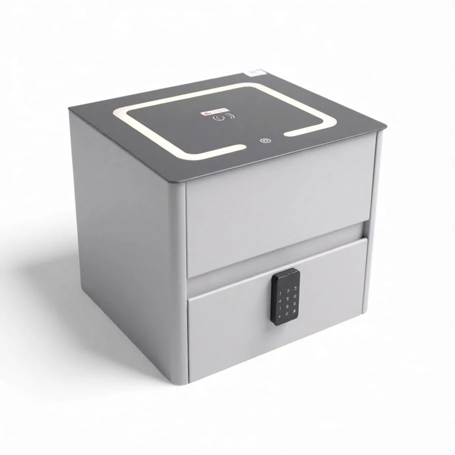 Glass Top Nightstand with Built in Safe 996