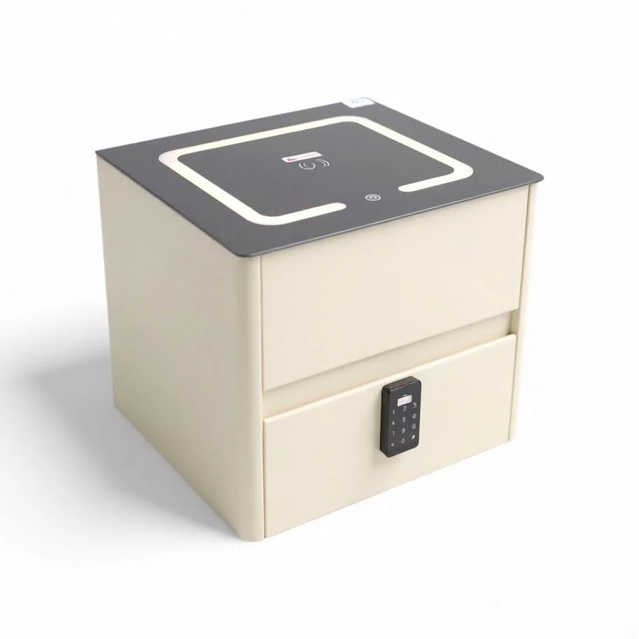Glass Top Nightstand with Built in Safe 996 - Image 3