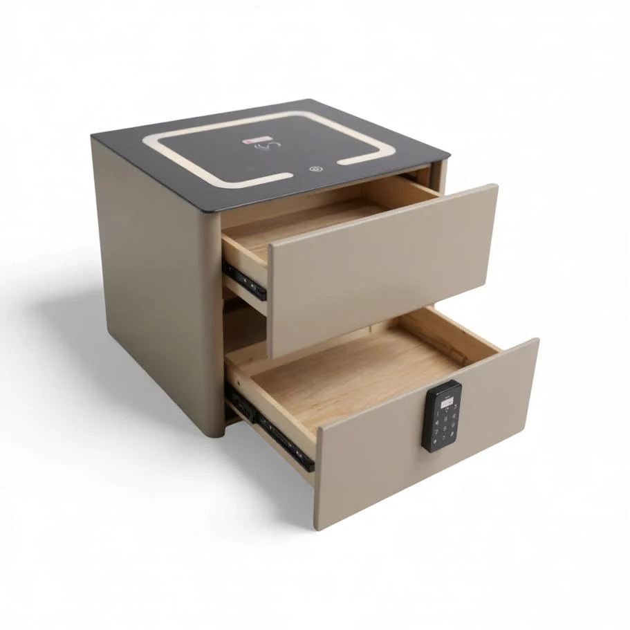Glass Top Nightstand with Built in Safe 996 - Image 5
