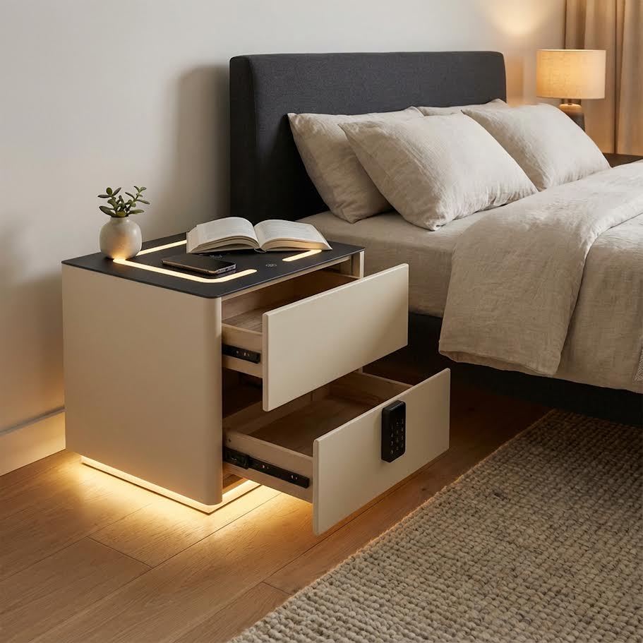 Glass Top Nightstand with Built in Safe 996 - Image 6