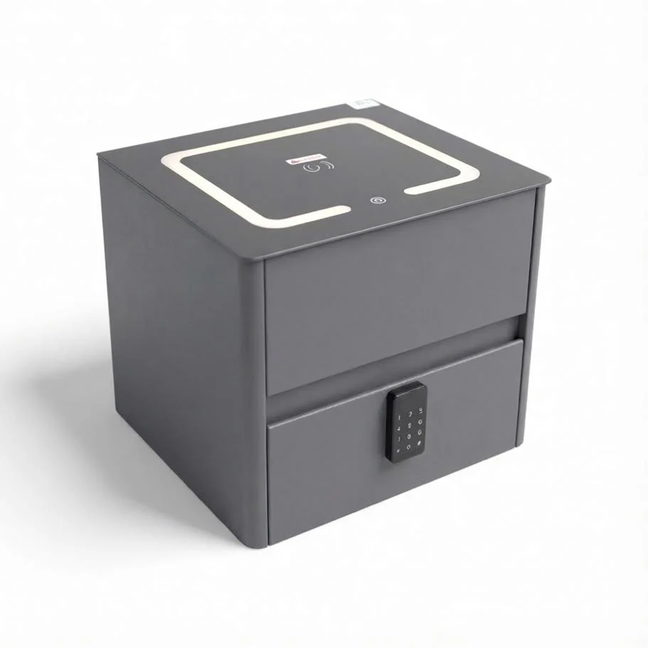 Glass Top Nightstand with Built in Safe 996 - Image 7
