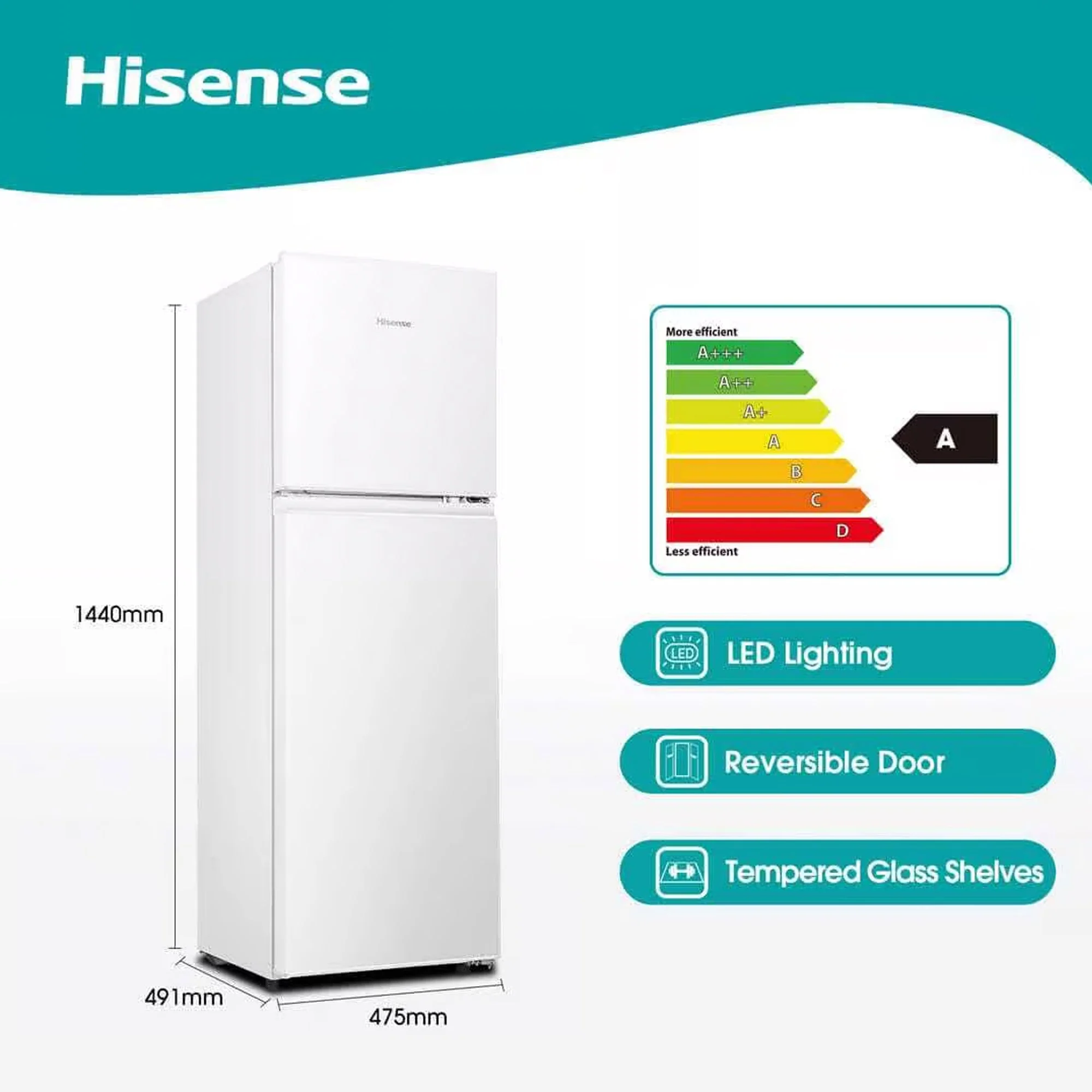Hisense 154L Combi Refrigerator White - Image 3