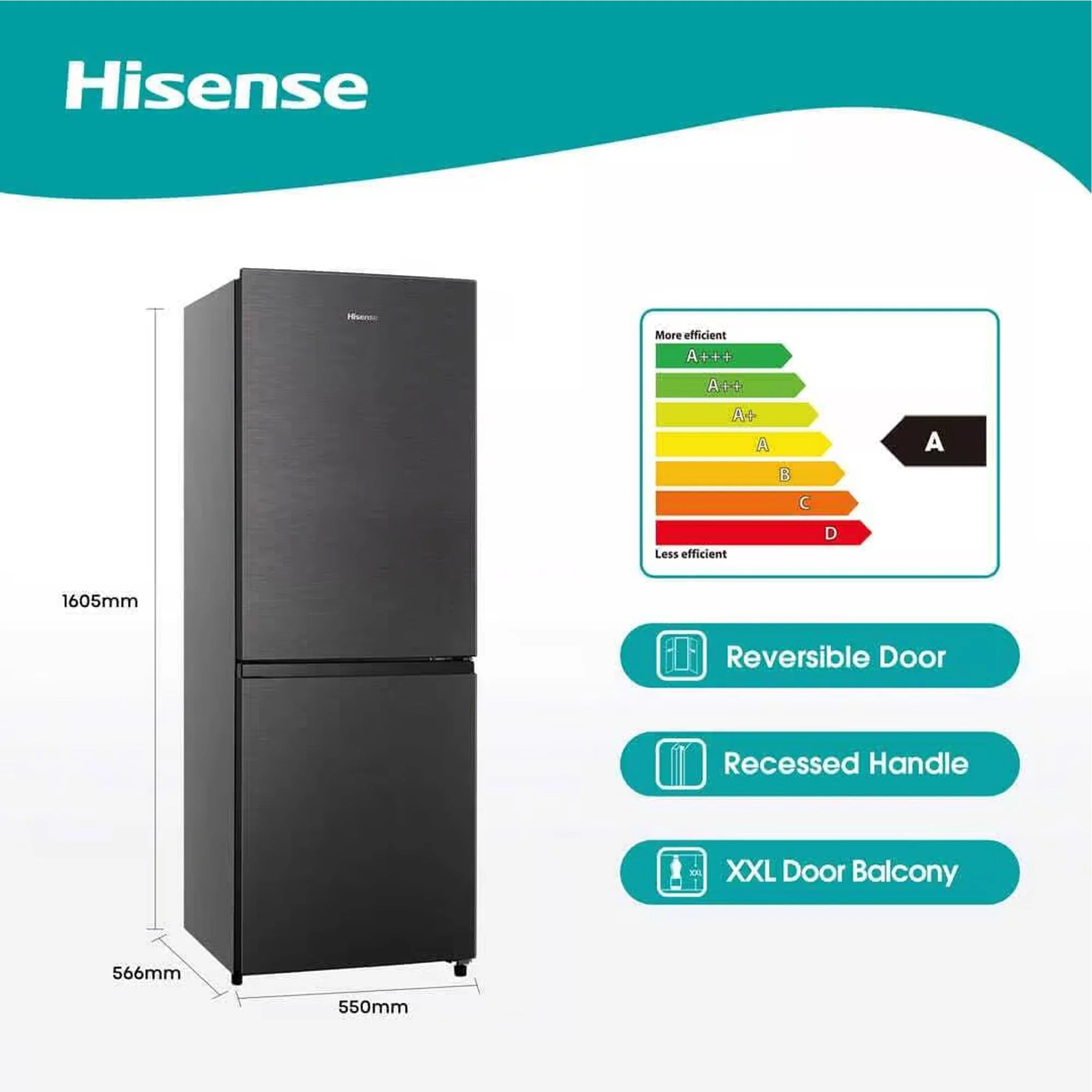 Hisense 223L Combi Refrigerator Titanium - Image 5