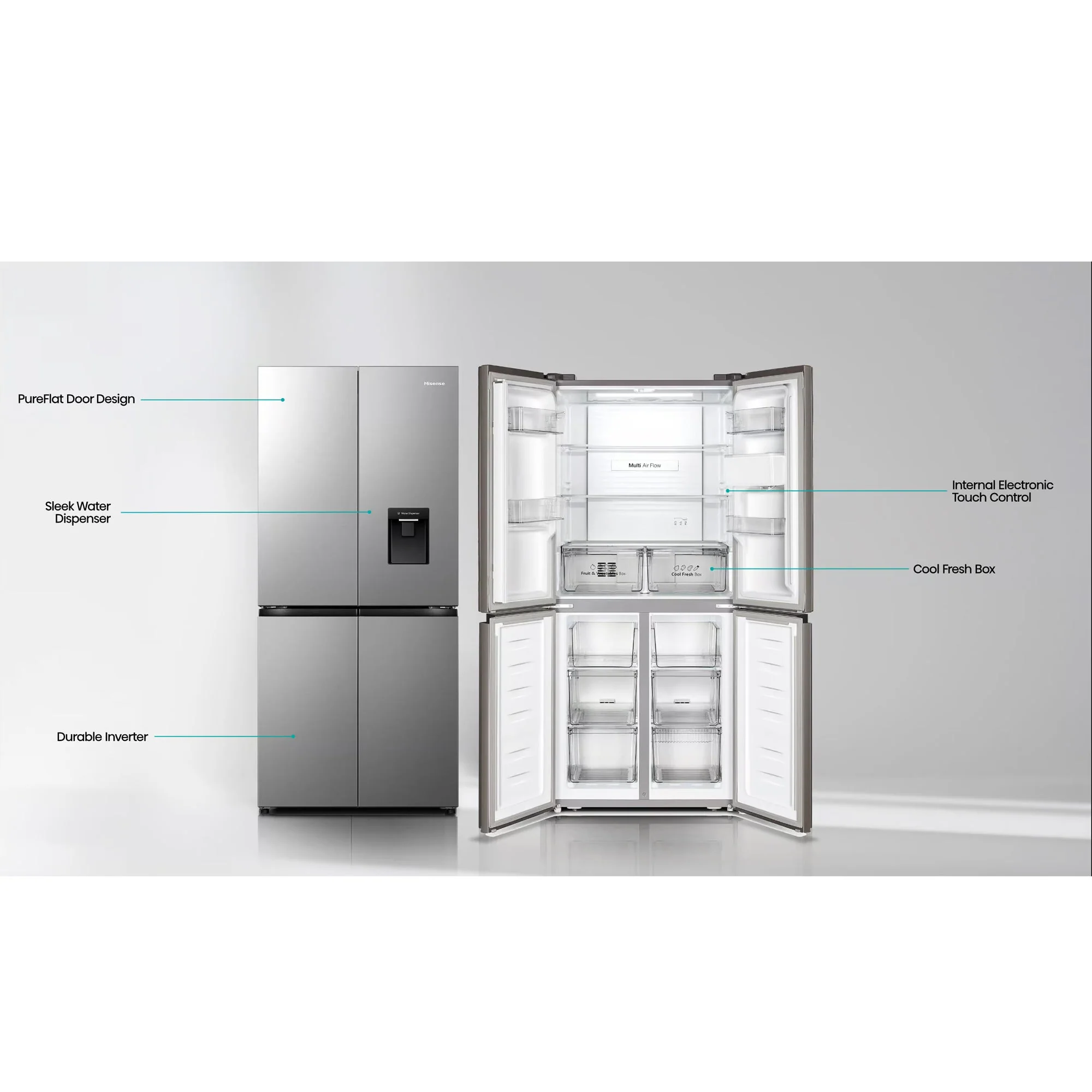 Hisense 392Lt Cross Door Refrigerator Stainless Steel - Image 4