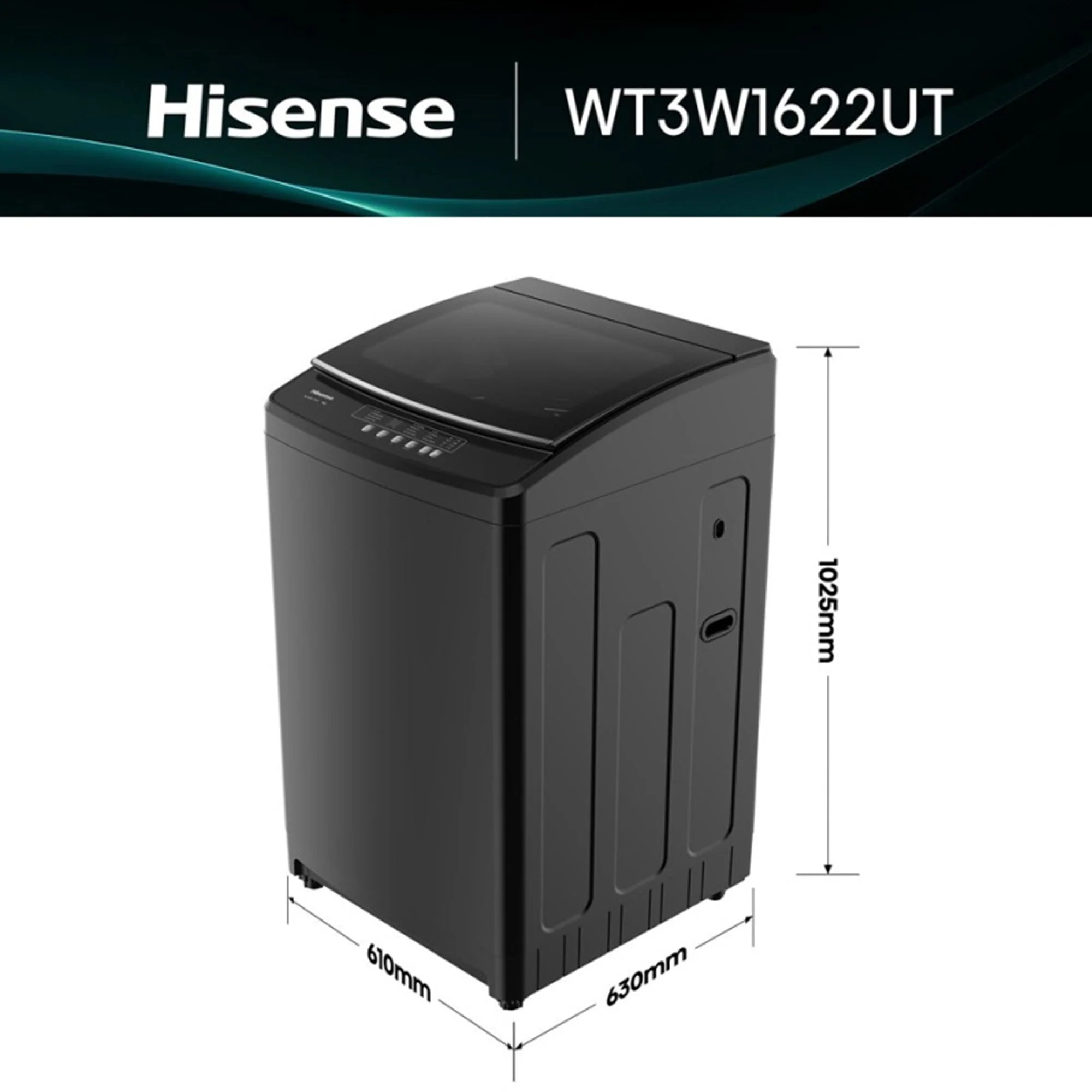 Hisense 3W Series 16kg Top Loader Washing Machine Black - Image 4