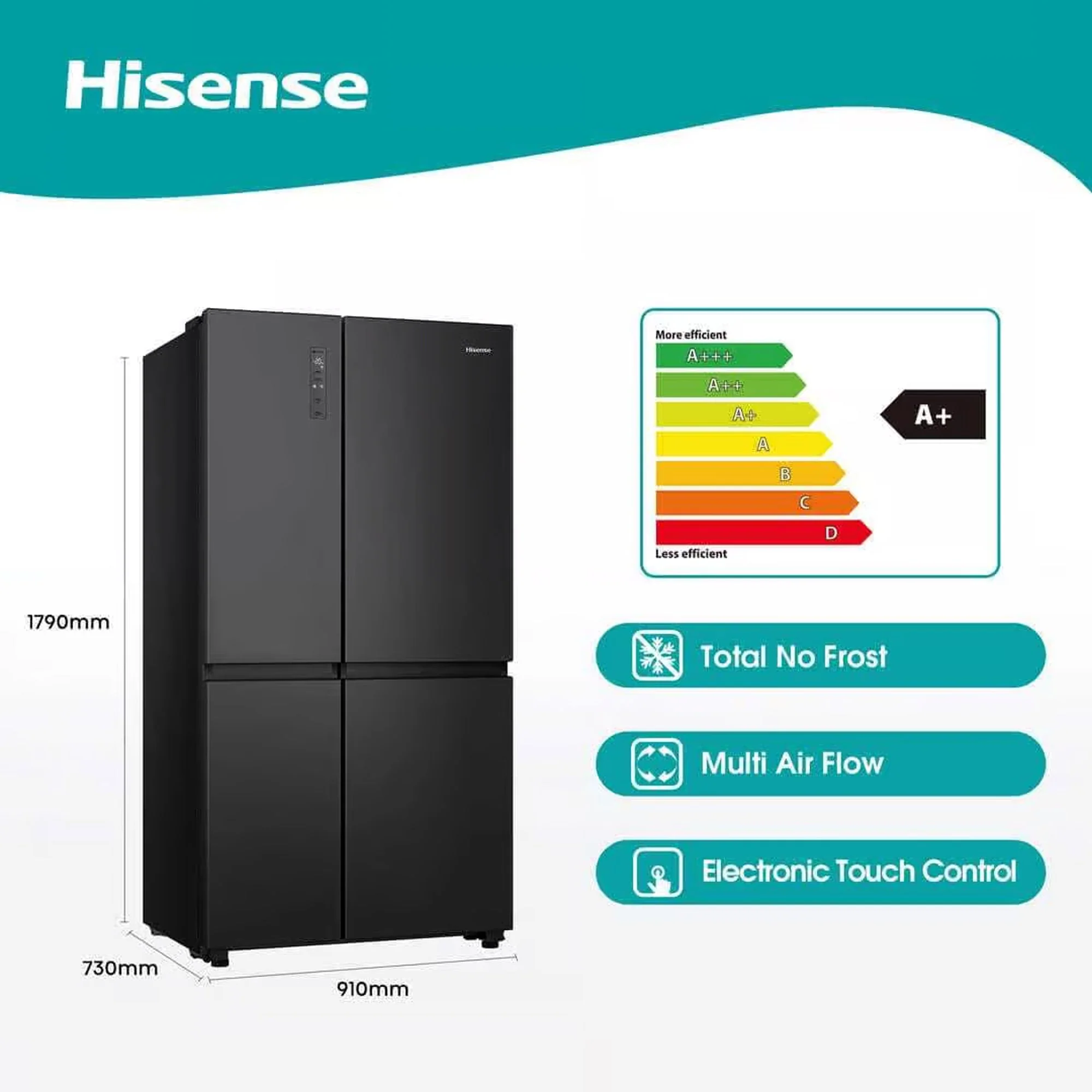 Hisense 631Lt Side By Side Refrigerator Black - Image 3